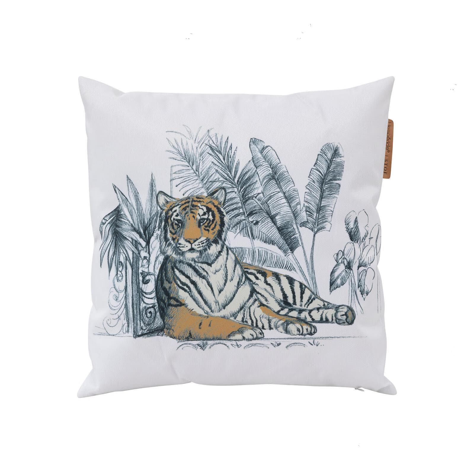 Cuscino decorativo da esterno 40x40 cm in poliestere idrorepellente bianco con stampa tigre - Pigmentia