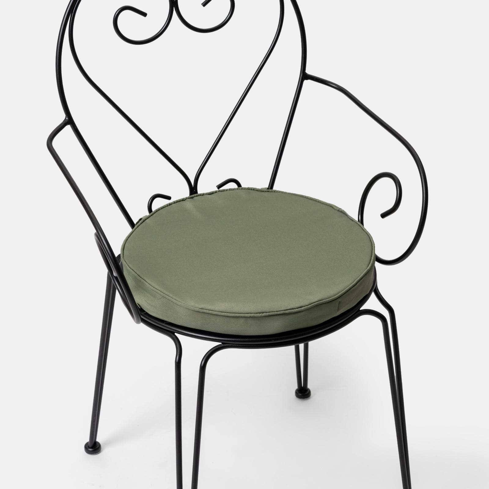 Cuscino da esterno rotondo 38 cm per sedia in poliestere idrorepellente verde con lacci - Joss