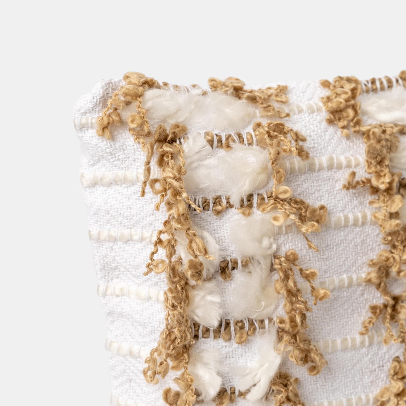 Cuscino sfoderabile 45x45 cm bianco e beige in cotone con piume