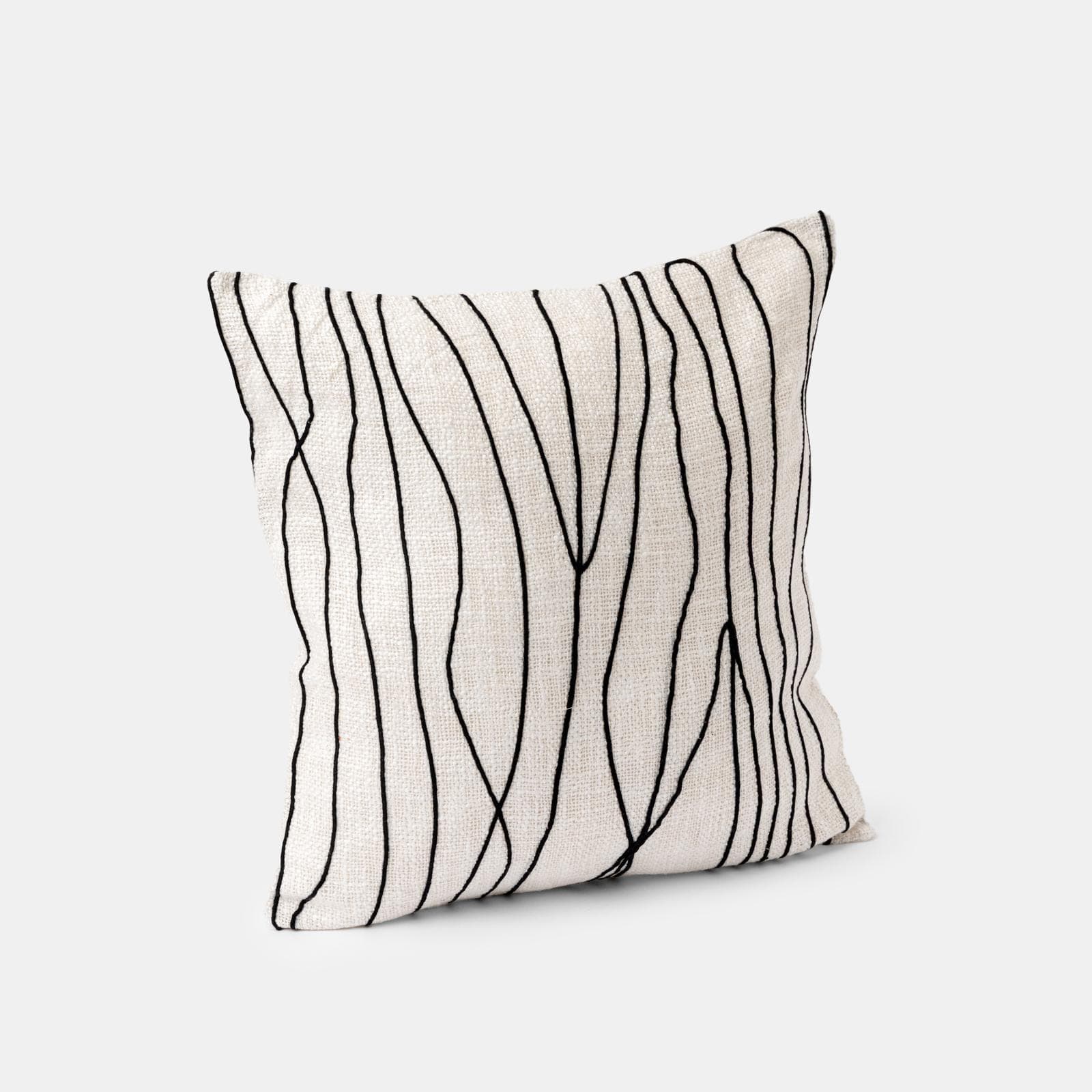 Cuscino sfoderabile 45x45 cm bianco in cotone con ricamo nero