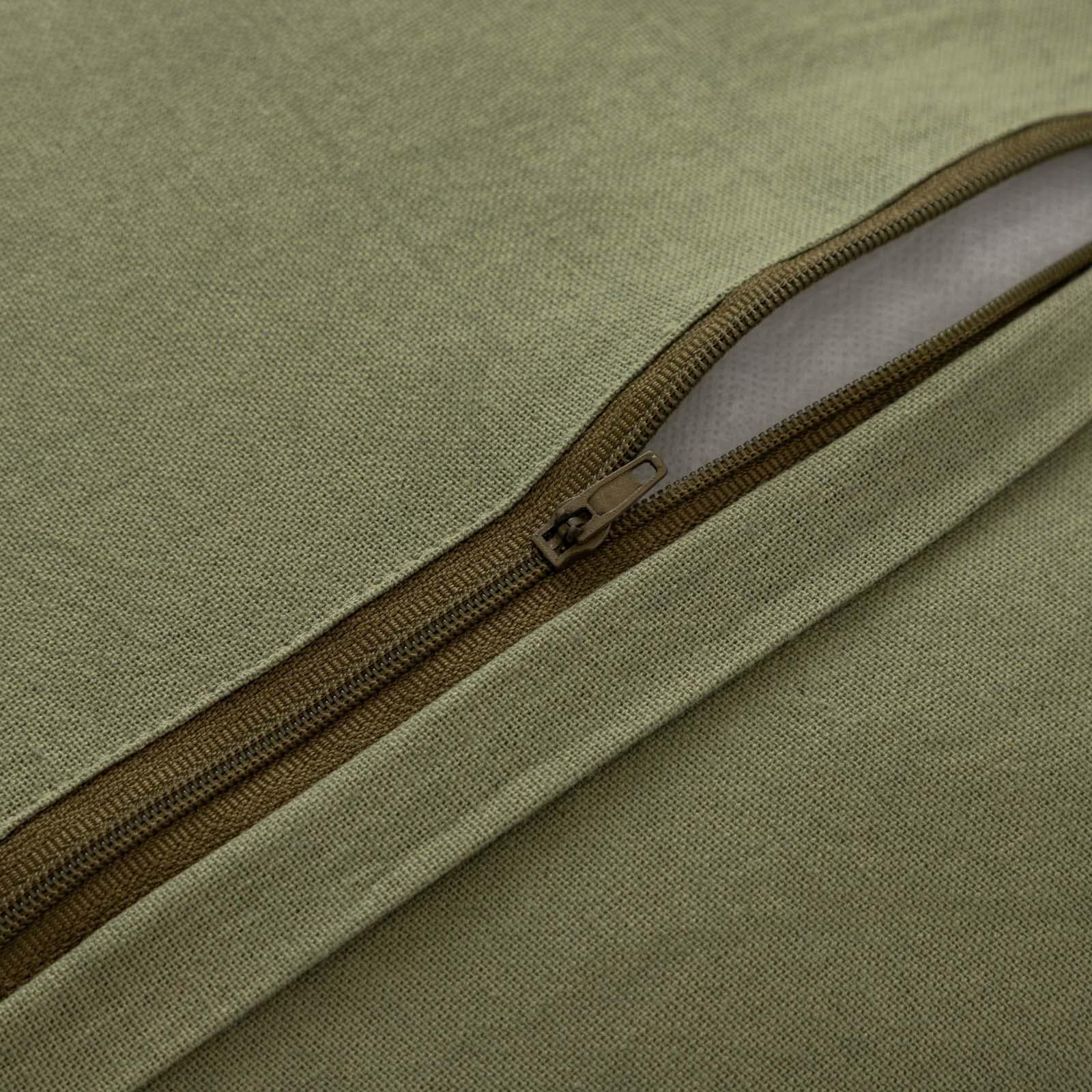 Cuscino sfoderabile 45x45 cm verde militare in cotone mussolina con frange