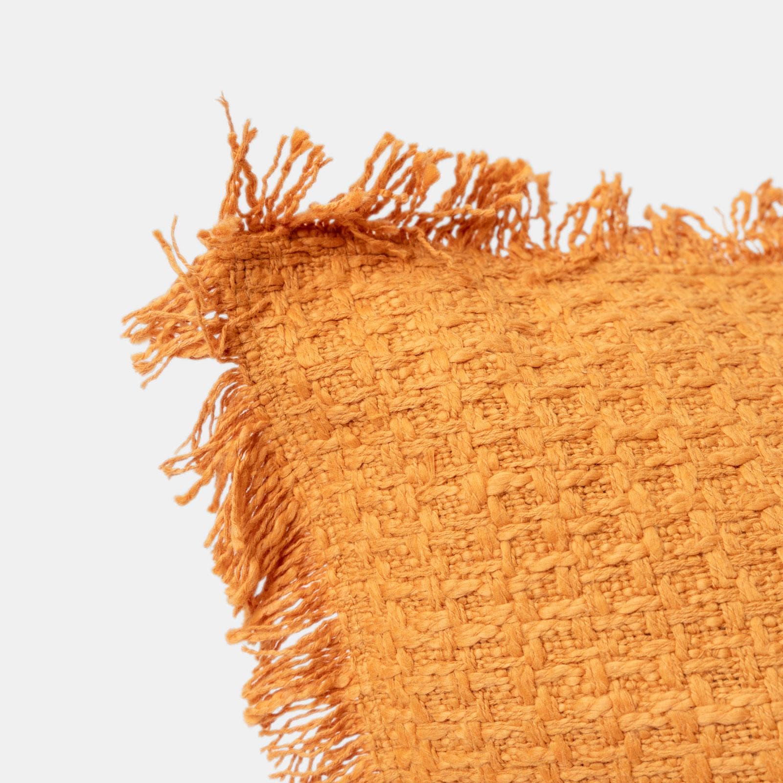 Cuscino sfoderabile 45x45 cm in cotone senape con frange
