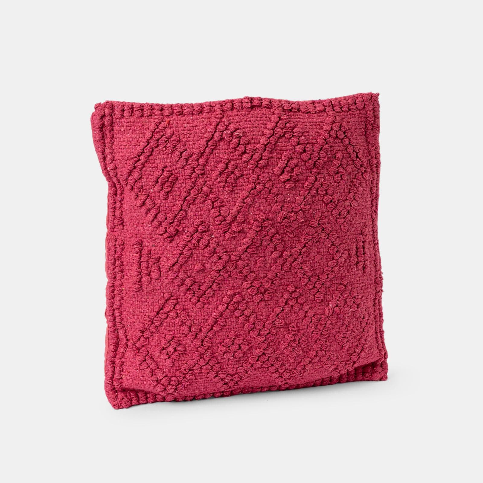 Cuscino sfoderabile 45x45 cm magenta in cotone con decoro