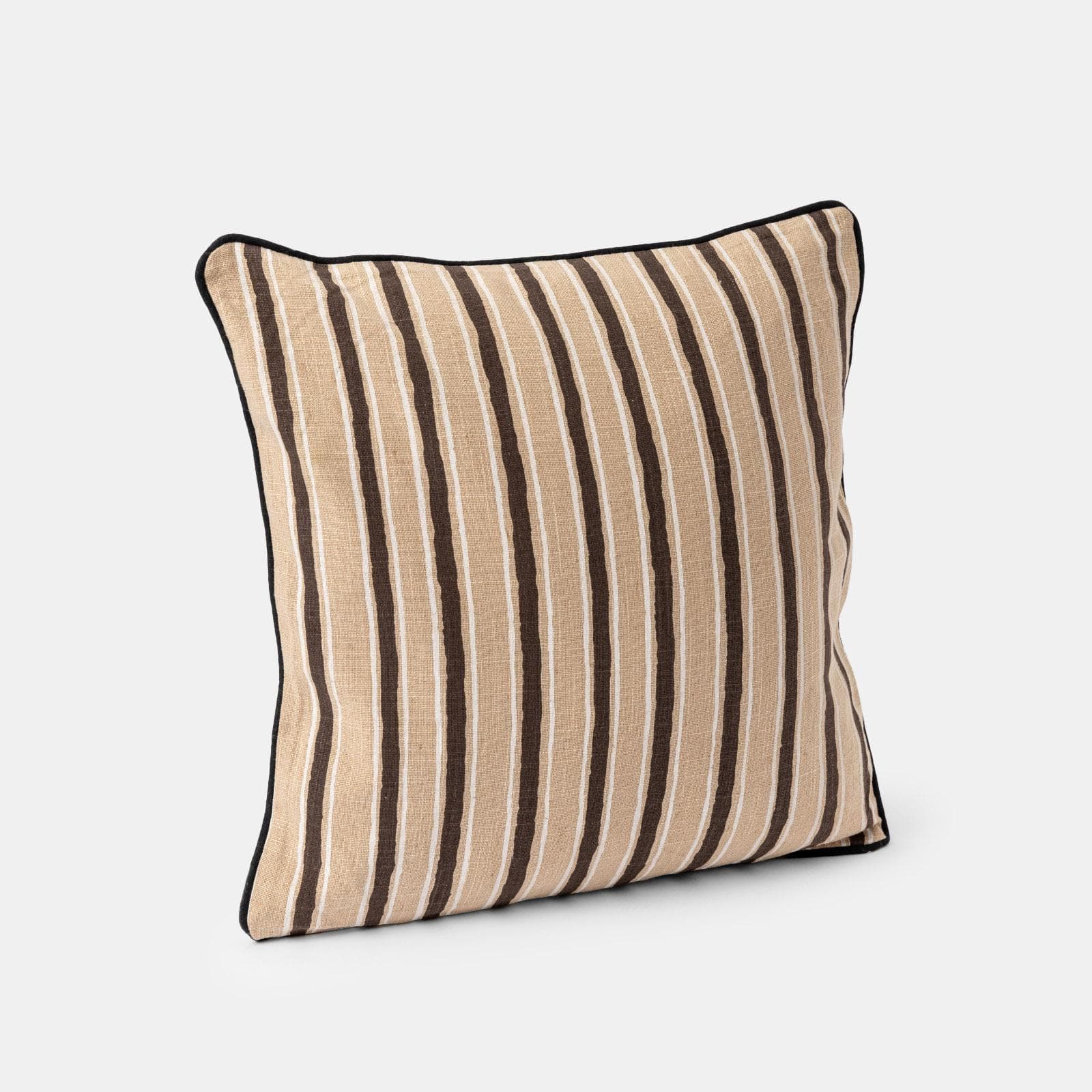 Cuscino sfoderabile 45x45 cm nero e sabbia in cotone a strisce