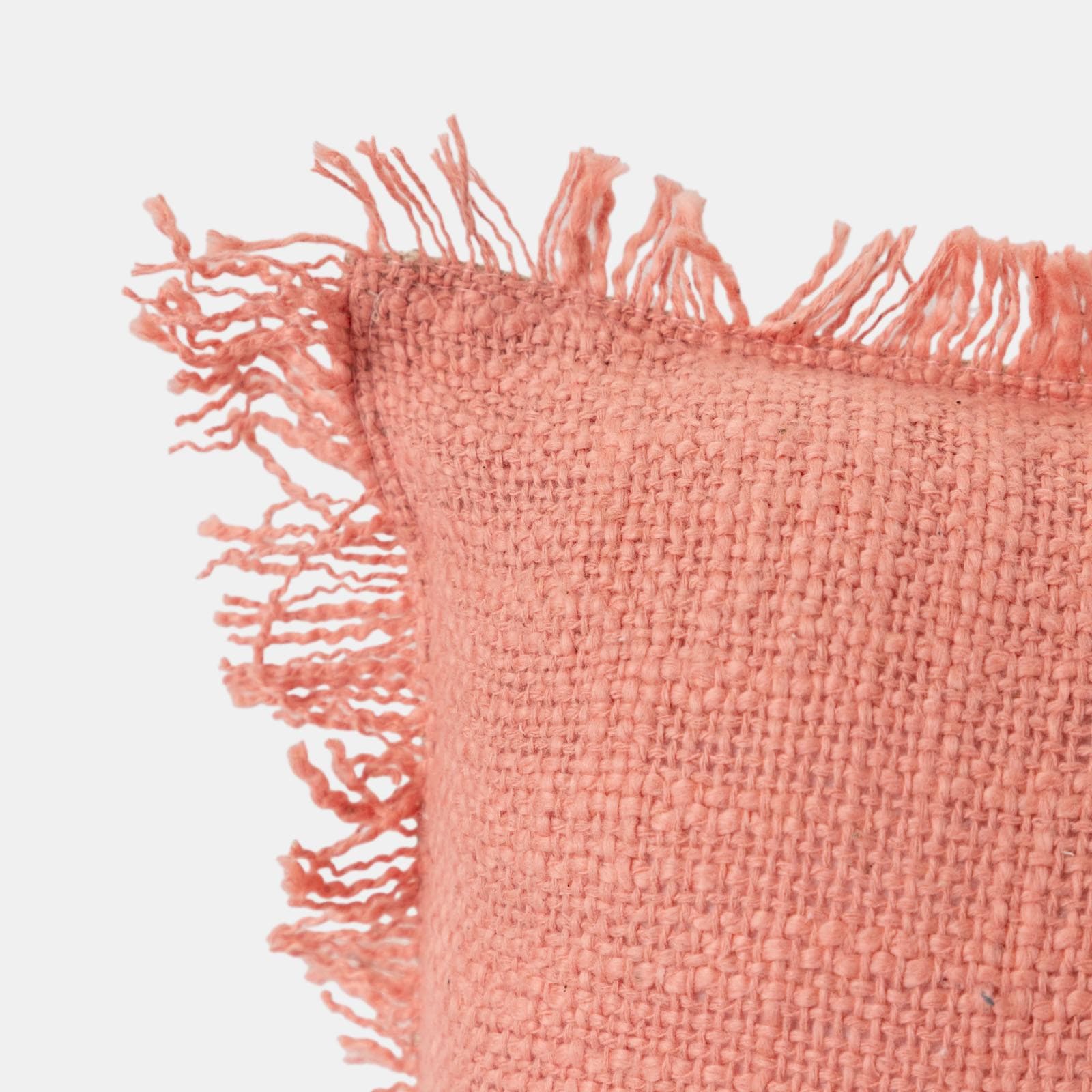 Cuscino sfoderabile 45x45 pesca in bouclé con frange