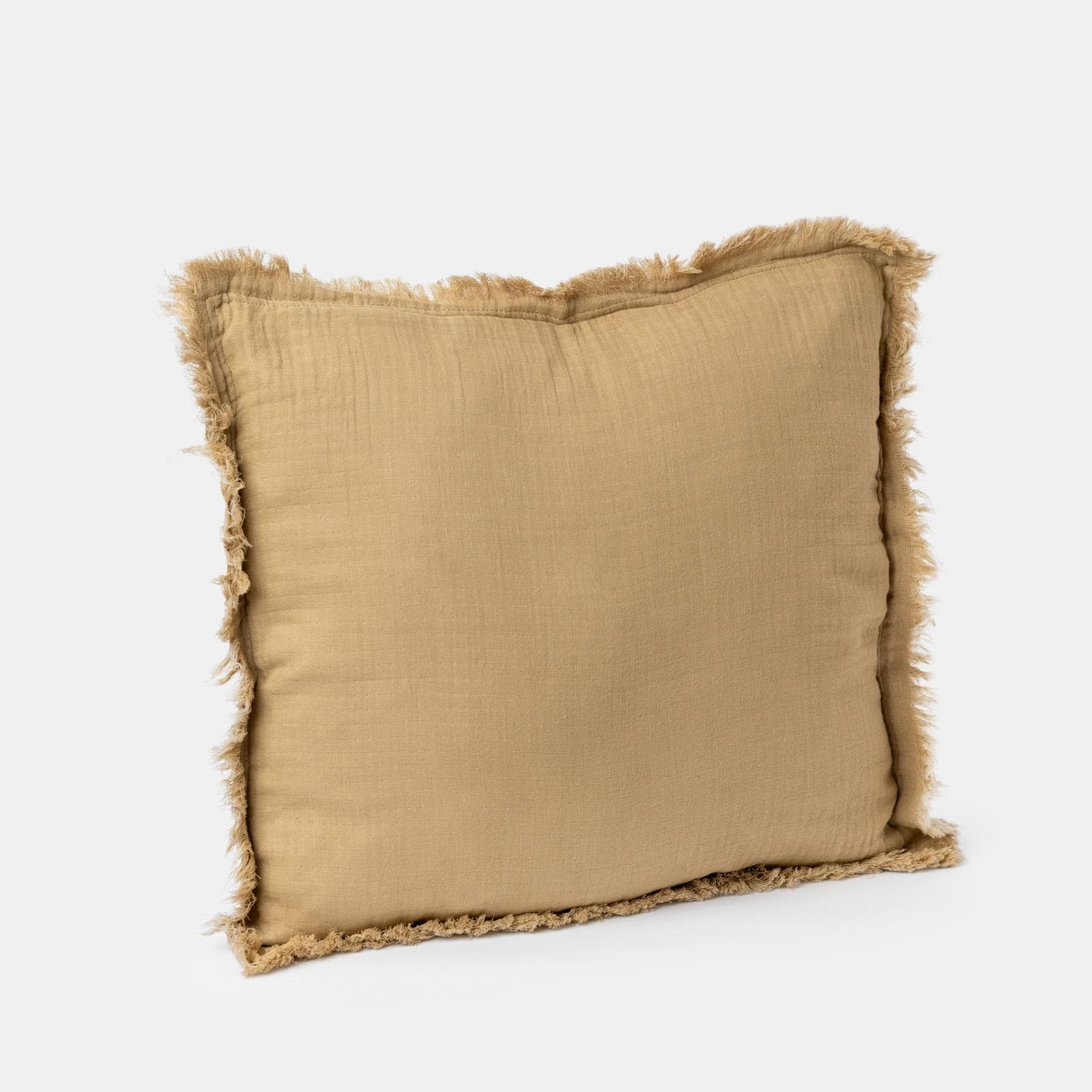 Cuscino sfoderabile 45x45 cm rosa cipria in cotone mussolina con volant