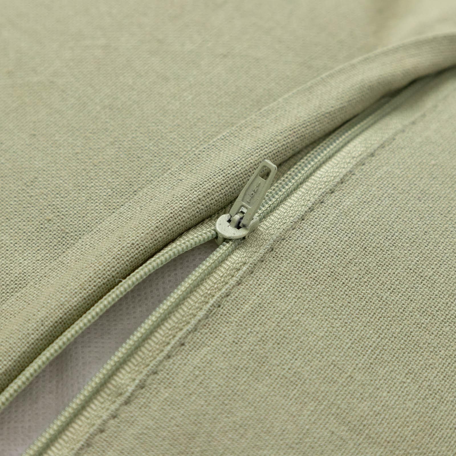 Cuscino sfoderabile 50x30 cm verde salvia in cotone a righe con volant