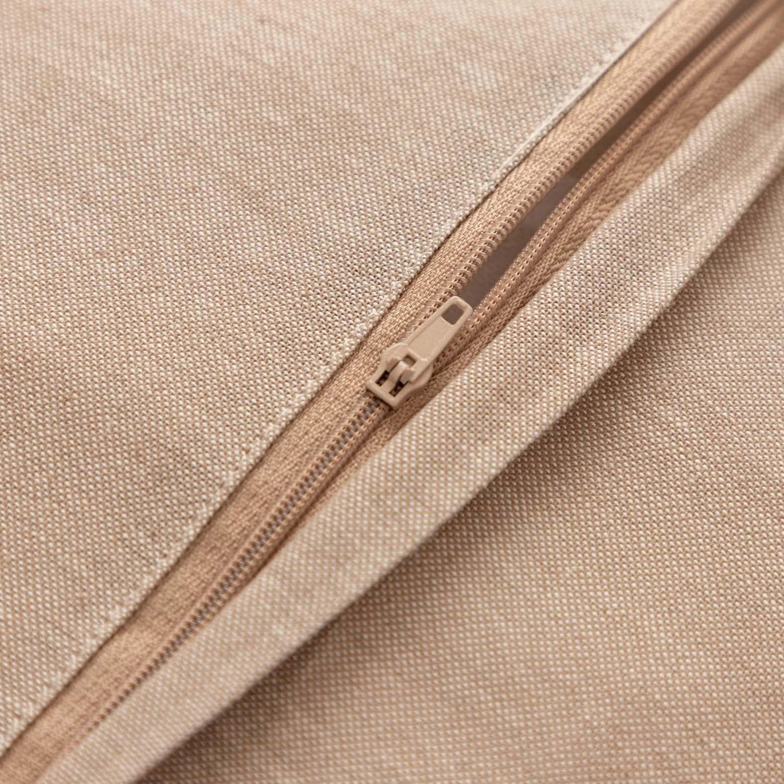 Cuscino sfoderabile 50x30 cm cappuccino in cotone a righe con volant