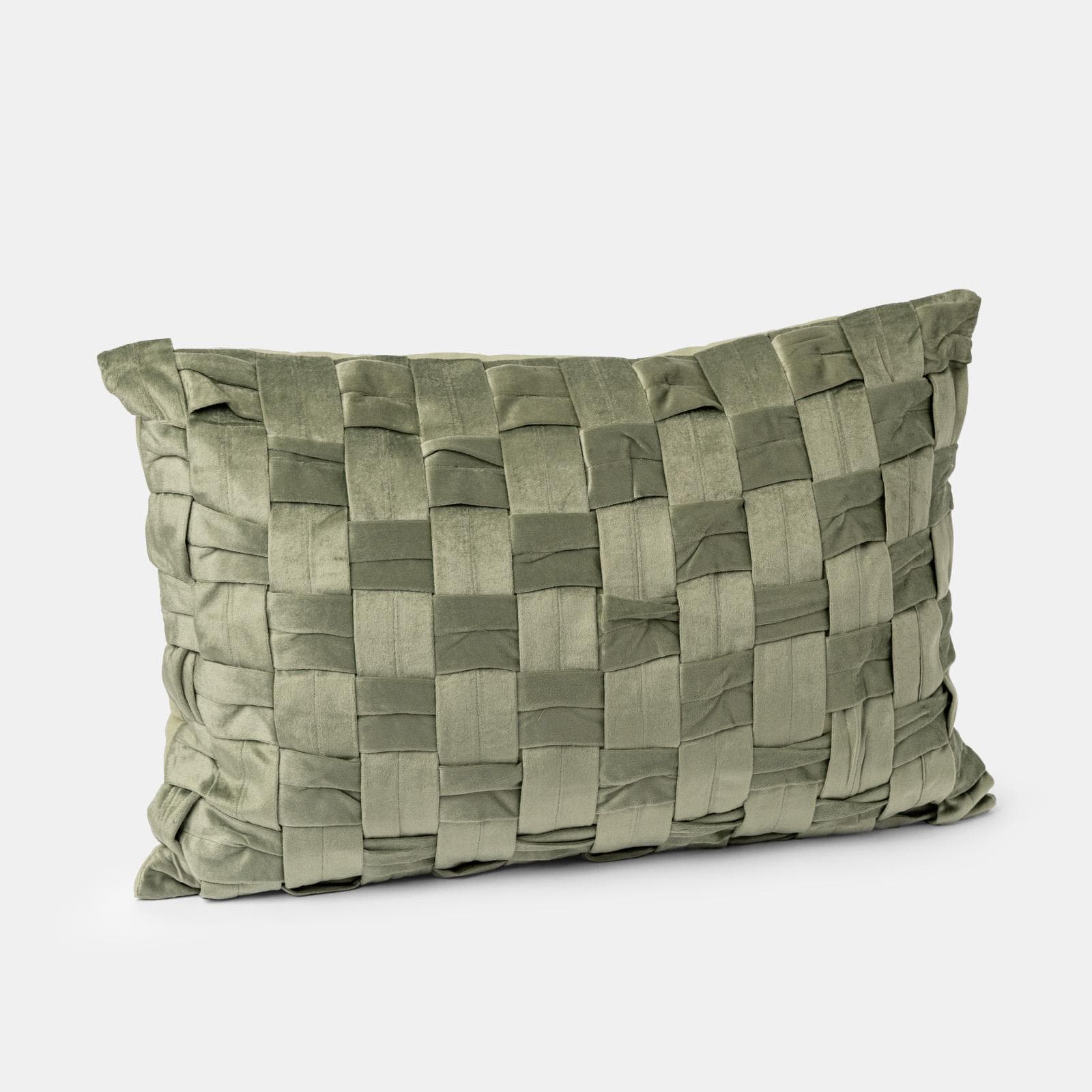 Cuscino sfoderabile 60x40 cm verde in ciniglia intrecciata