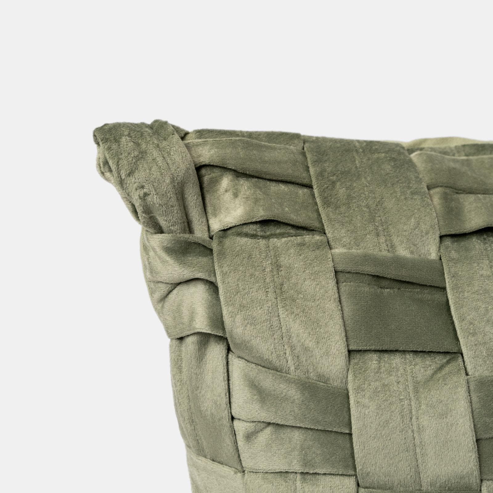 Cuscino sfoderabile 60x40 cm verde in ciniglia intrecciata