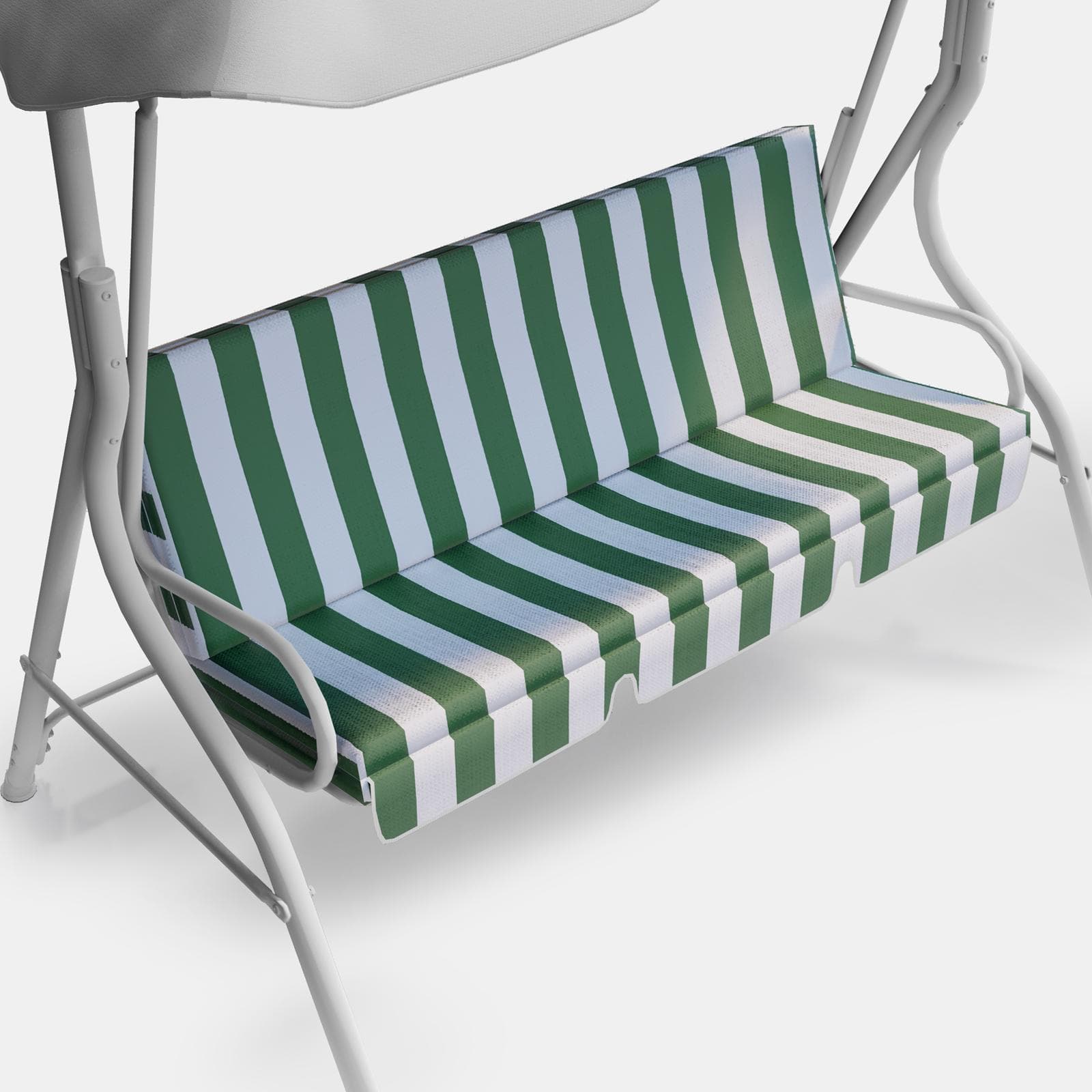 Cuscino per dondolo 130x45 cm in poliestere a righe bianco e verde - Libeccio