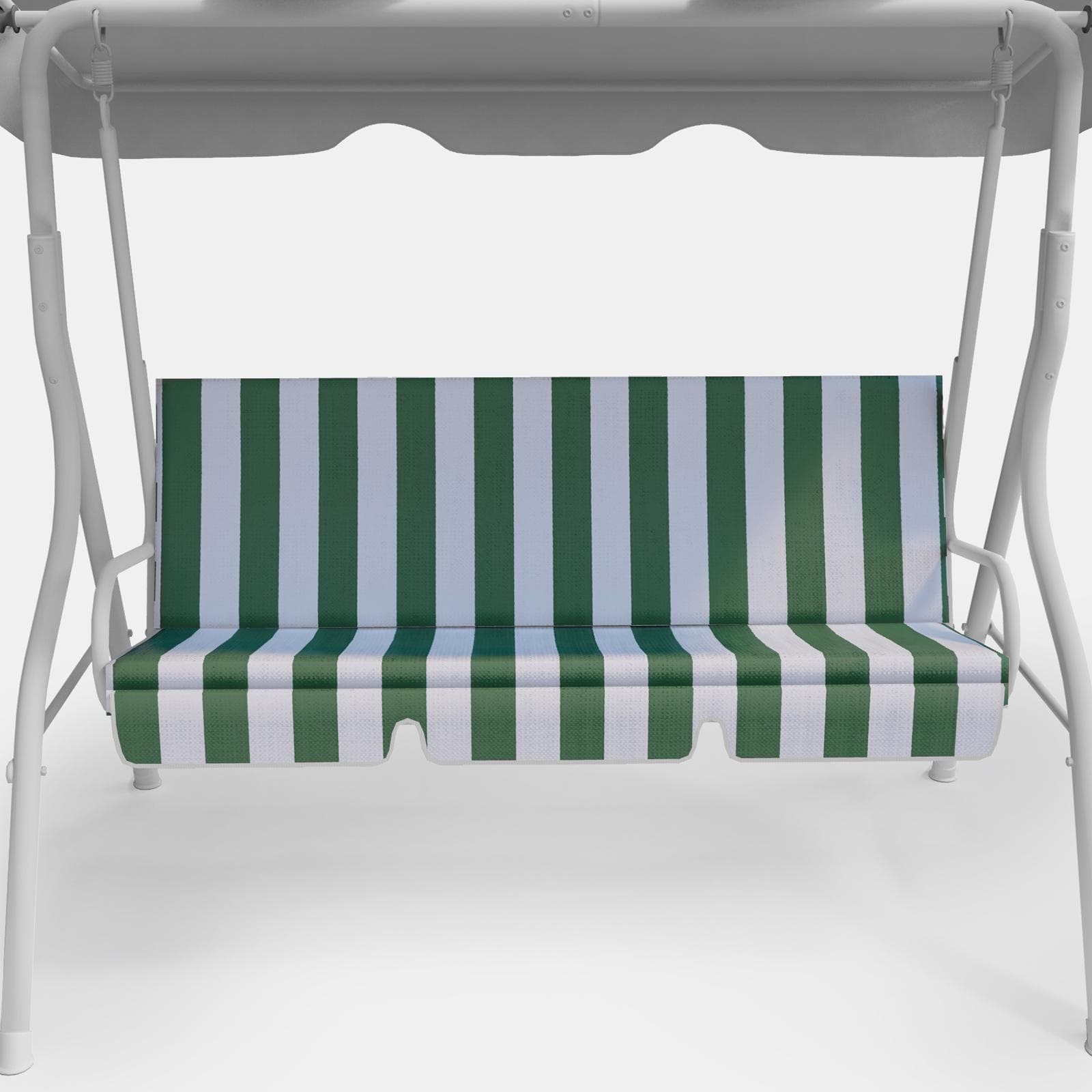 Cuscino per dondolo 130x45 cm in poliestere a righe bianco e verde - Libeccio