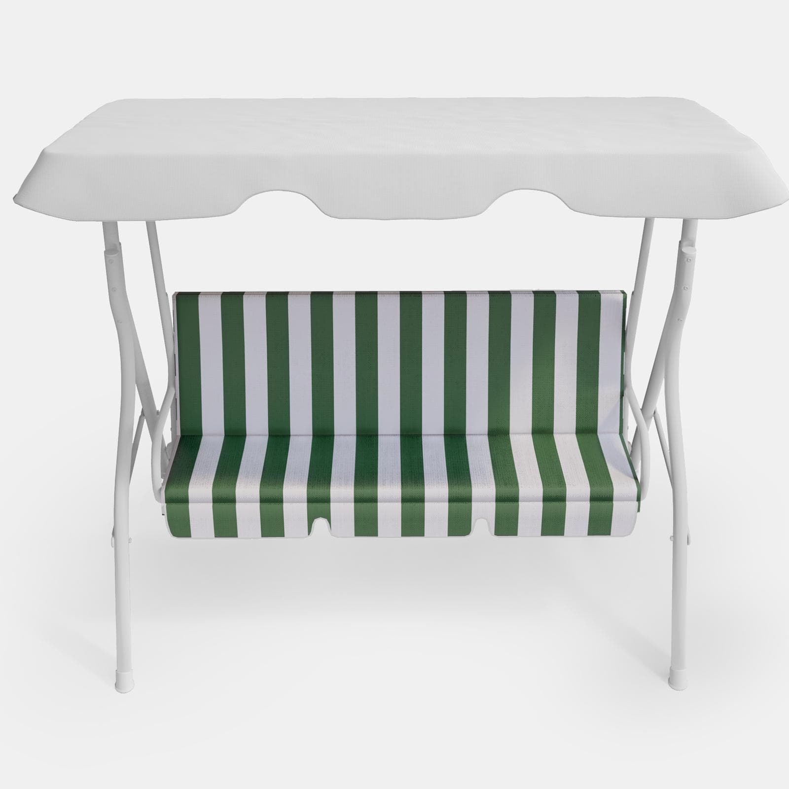 Cuscino per dondolo 130x45 cm in poliestere a righe bianco e verde - Libeccio