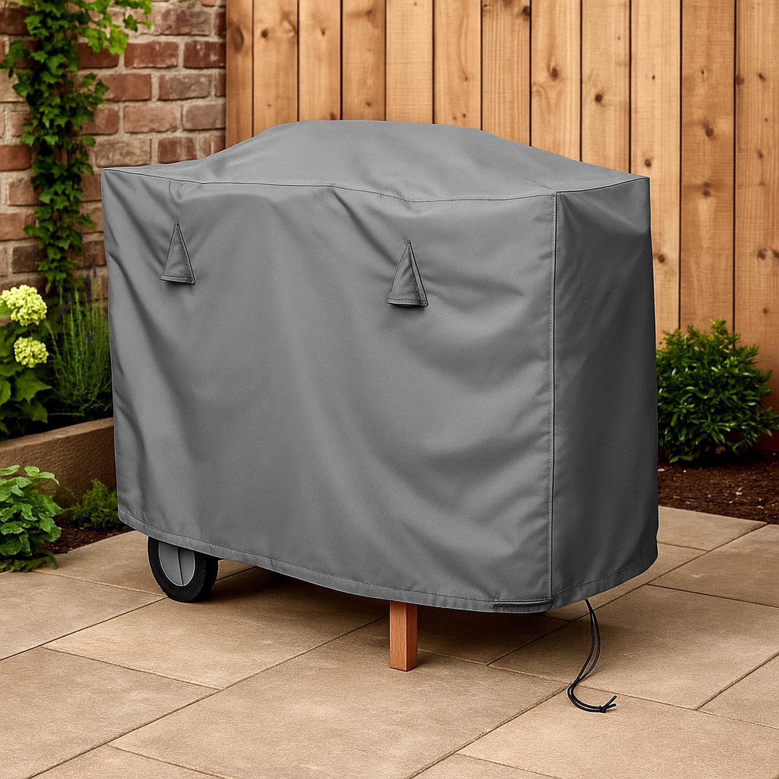 Copertura protettiva per barbecue in poliestere idrorepellente antracite 110x60x100h cm con coulisse regolabile - Wakanda
