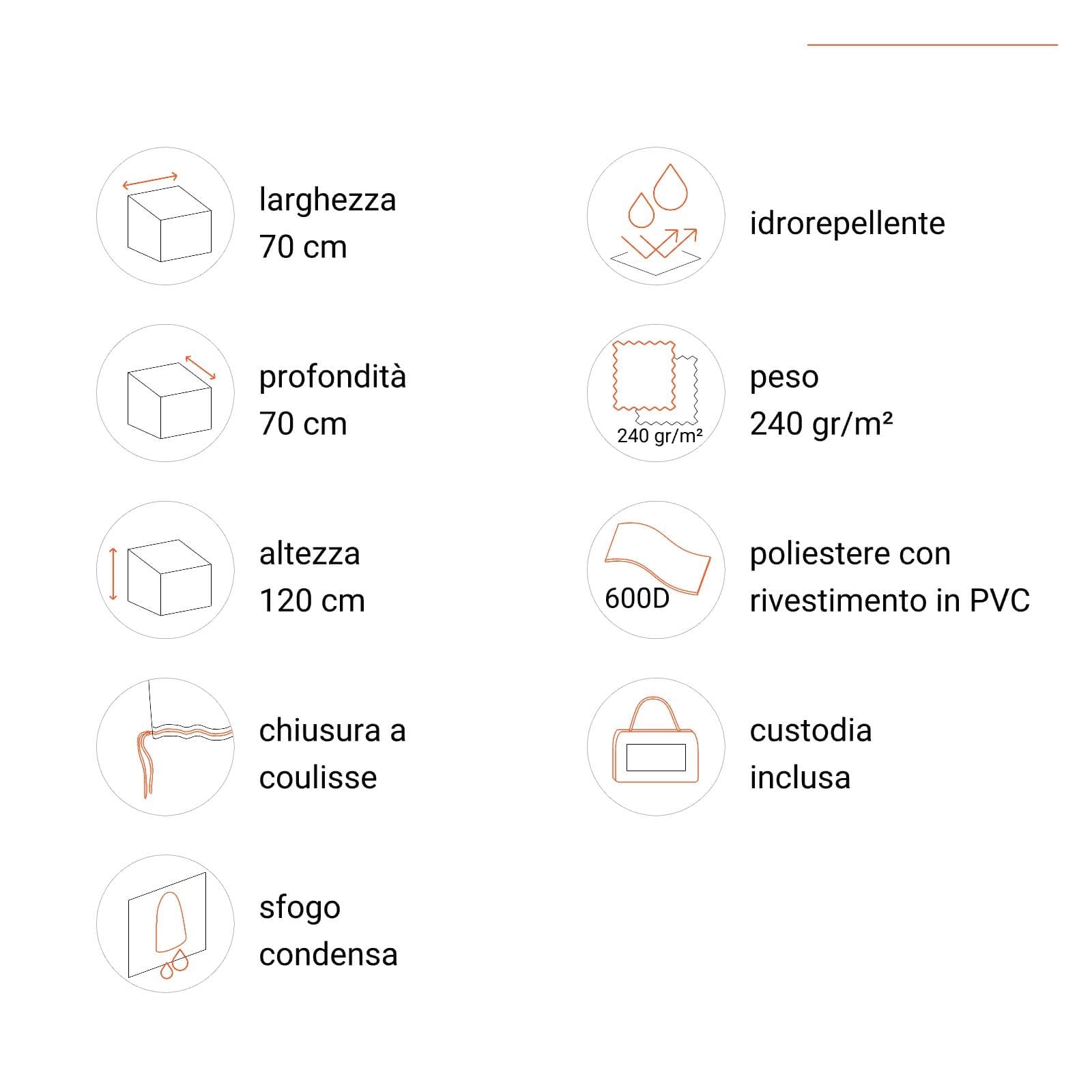 Copertura protettiva per pila di sedie in poliestere idrorepellente 70x70x120h cm - Wakanda
