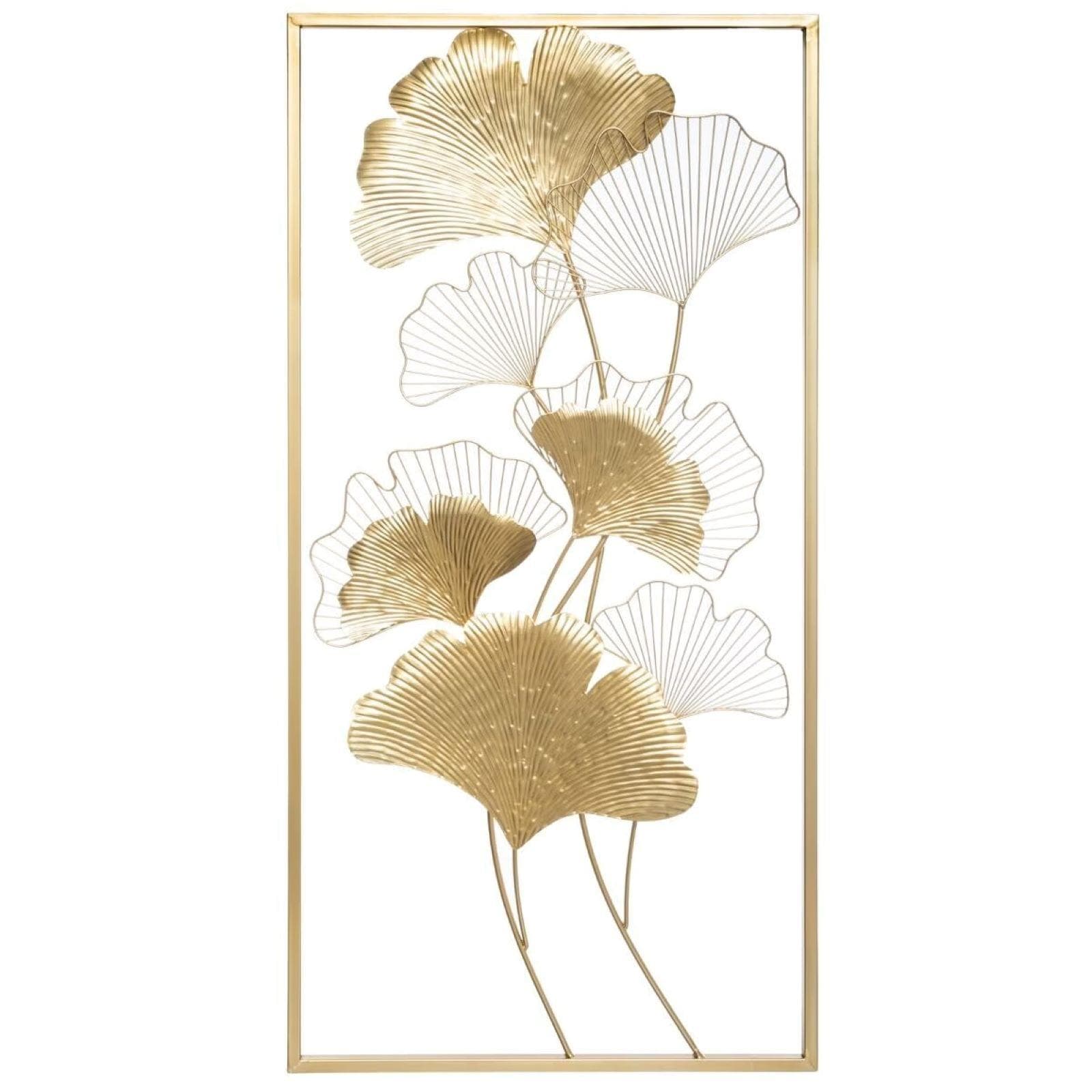 Decorazione da parete 100h cm in metallo oro fantasia foglie