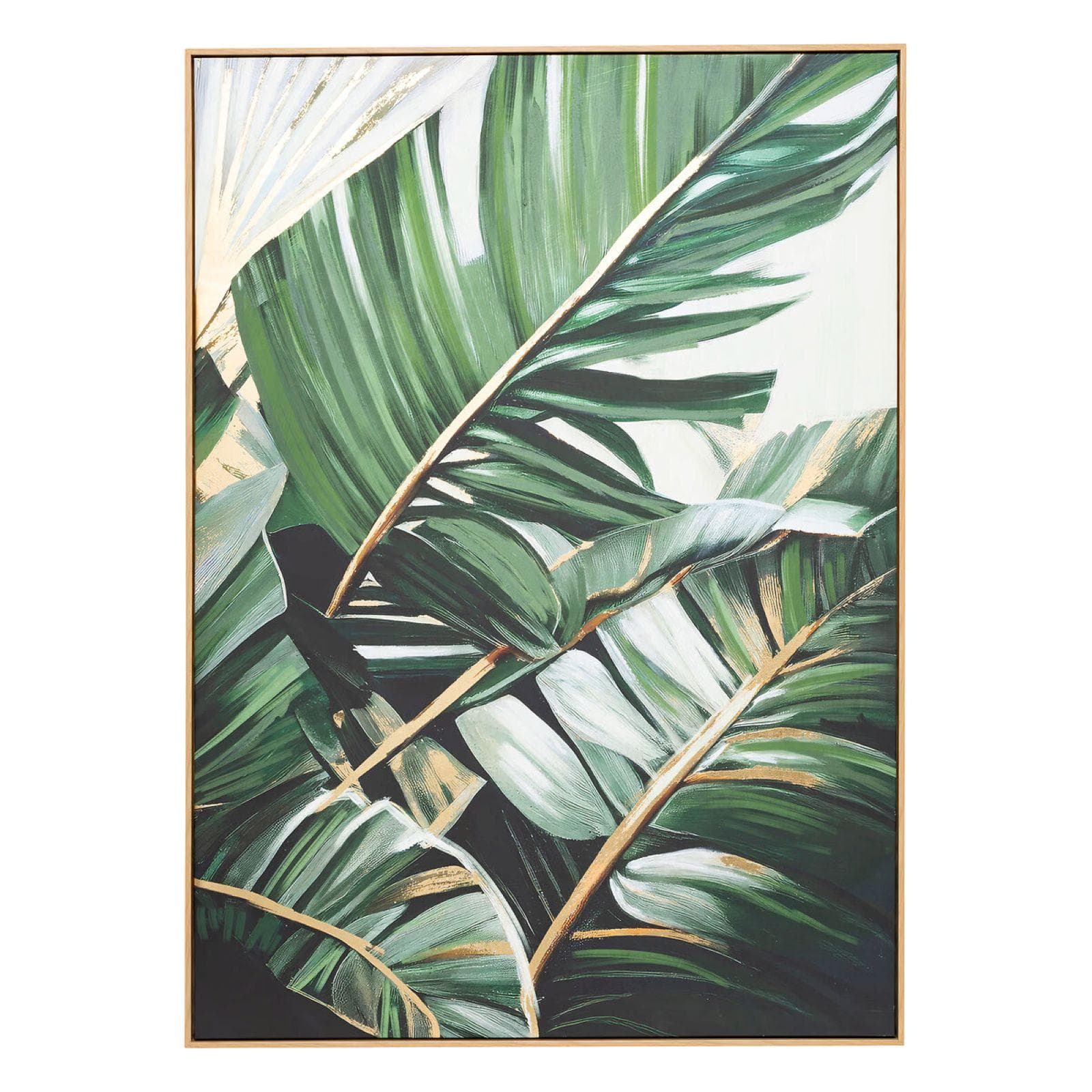 Decorazione da parete 100x140h cm tela verde e oro