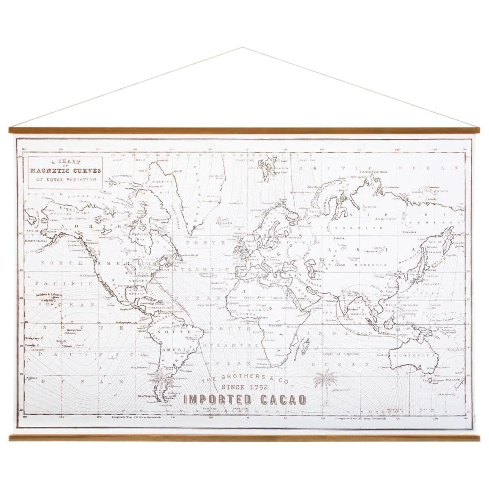 Decorazione da parete 110x74h cm mappa del mondo vintage in cotone e legno