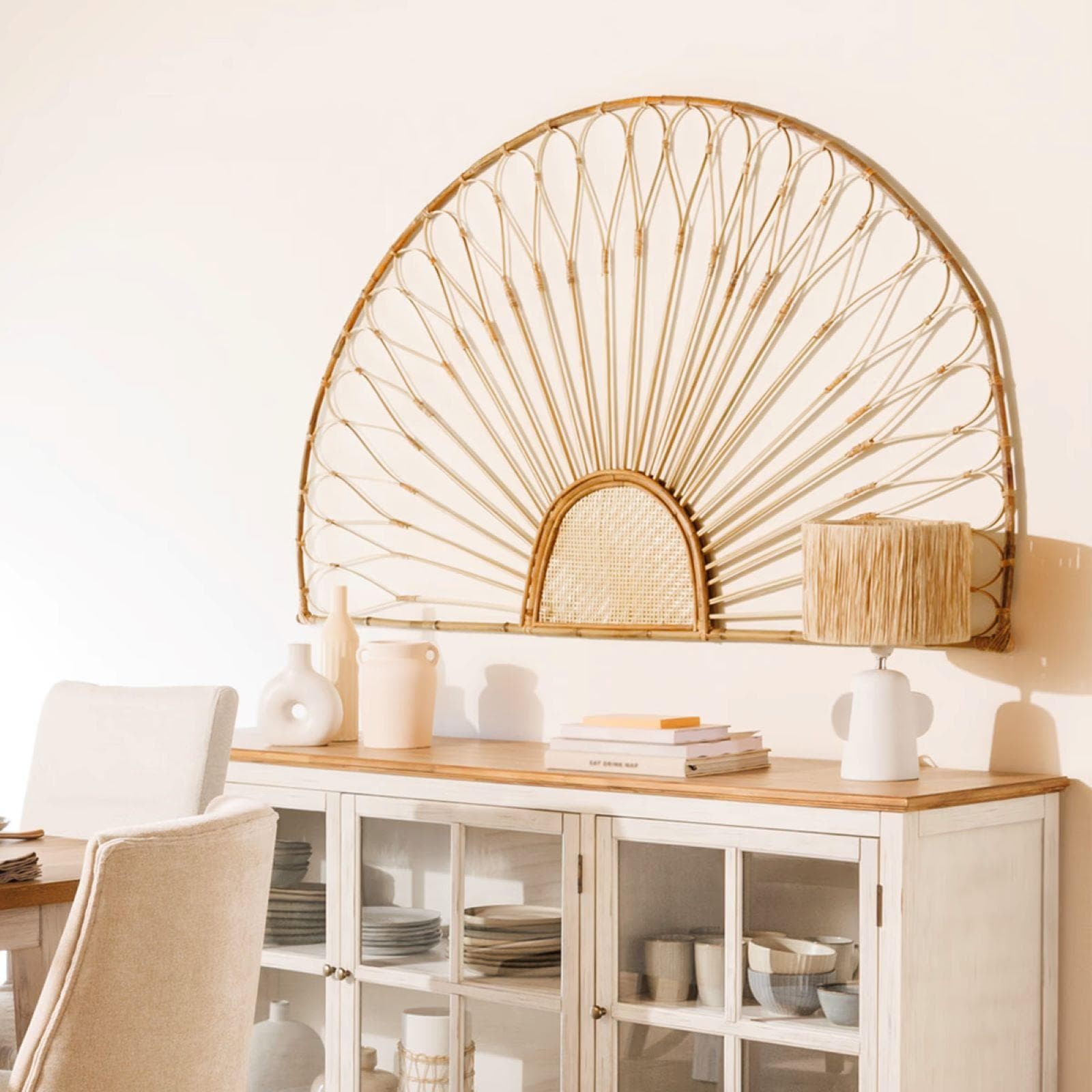 Decorazione da parete 160x100h cm in rattan e bambù naturale