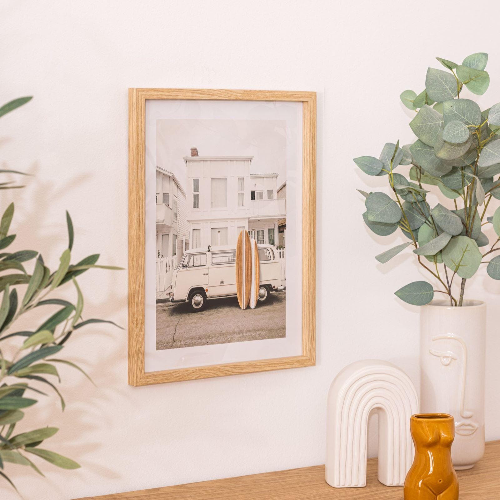 Decorazione da parete 30x40h cm in tessuto bianco e nero con cornice legno