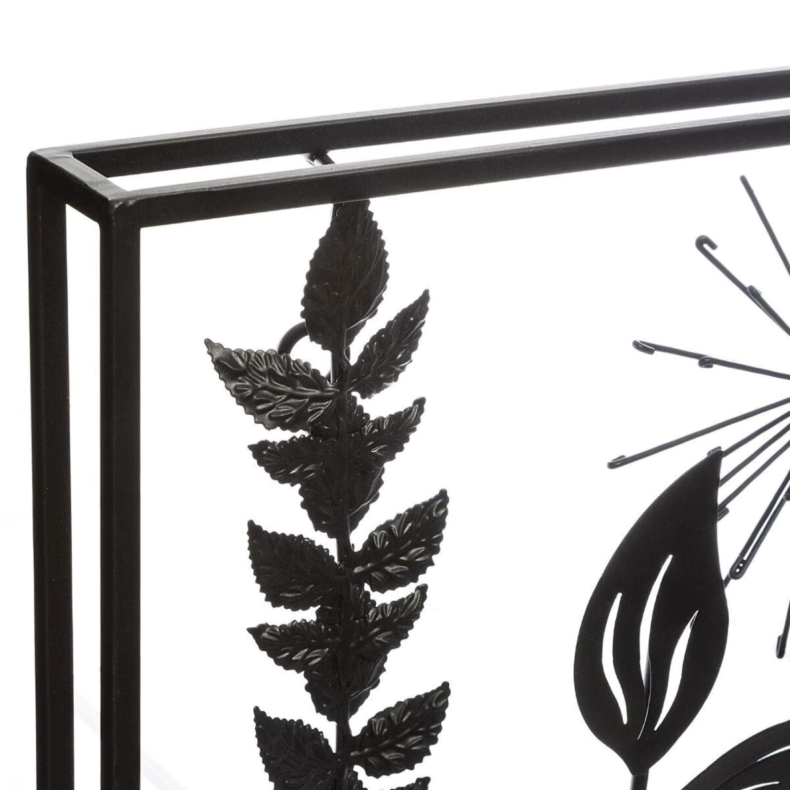 Decorazione da parete 41h cm in metallo nero fantasia foglie
