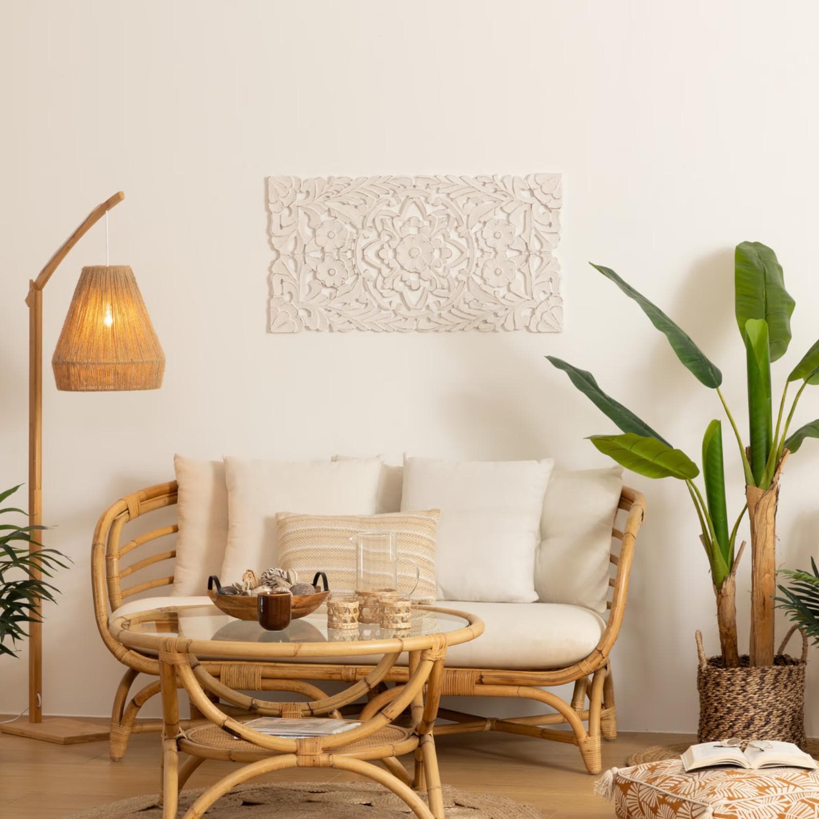 Decorazione da parete 45x85 cm reversibile in legno bianco