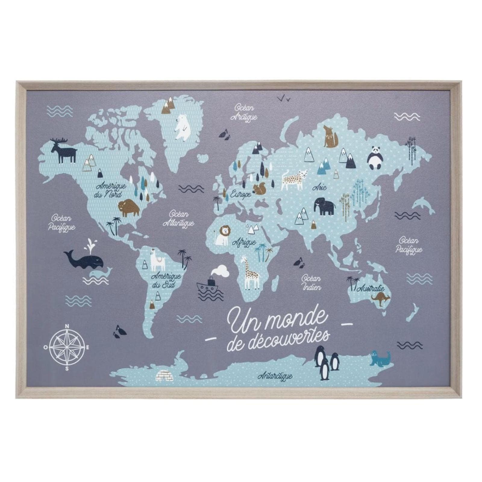 Decorazione da parete 50h cm fantasia cartina geografica multicolore - Kids