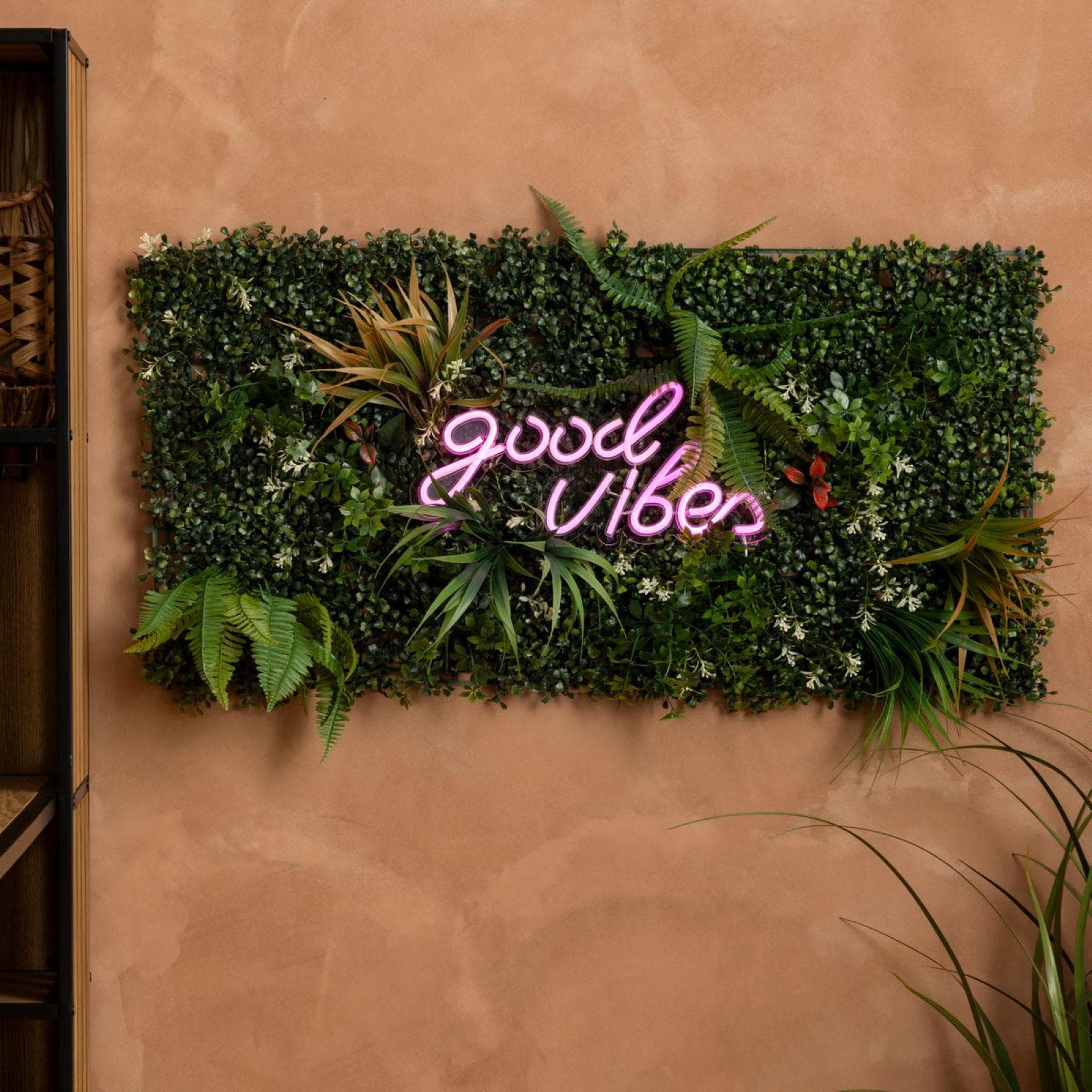 Decorazione da parete 50x50 cm piante multicolore artificiali da interno o esterno - Muskio