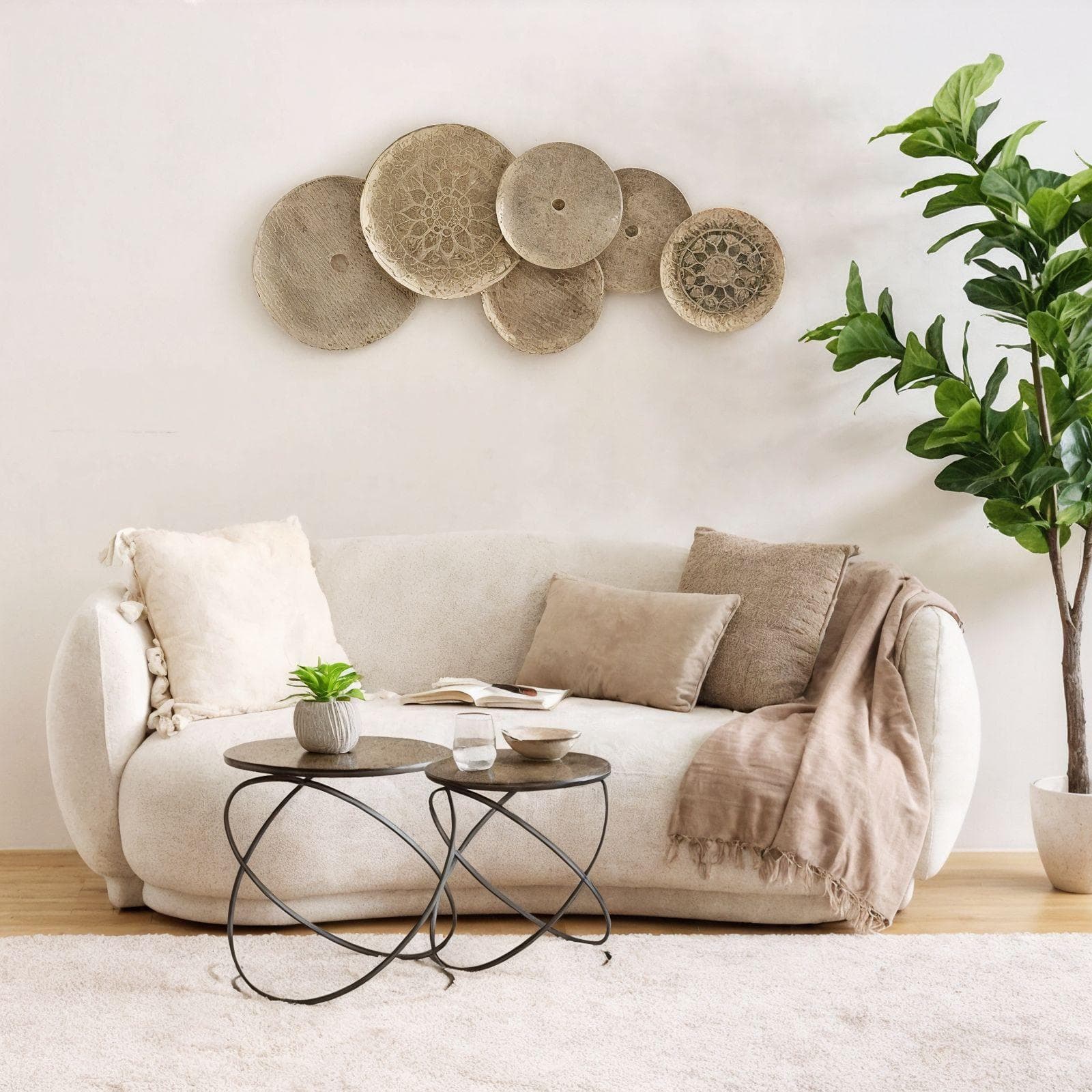DECORAZIONE DA PARETE L. 51 X P. 5 X H. 117,5 CM IN ACCIAIO CHAMPAGNE E ORO +