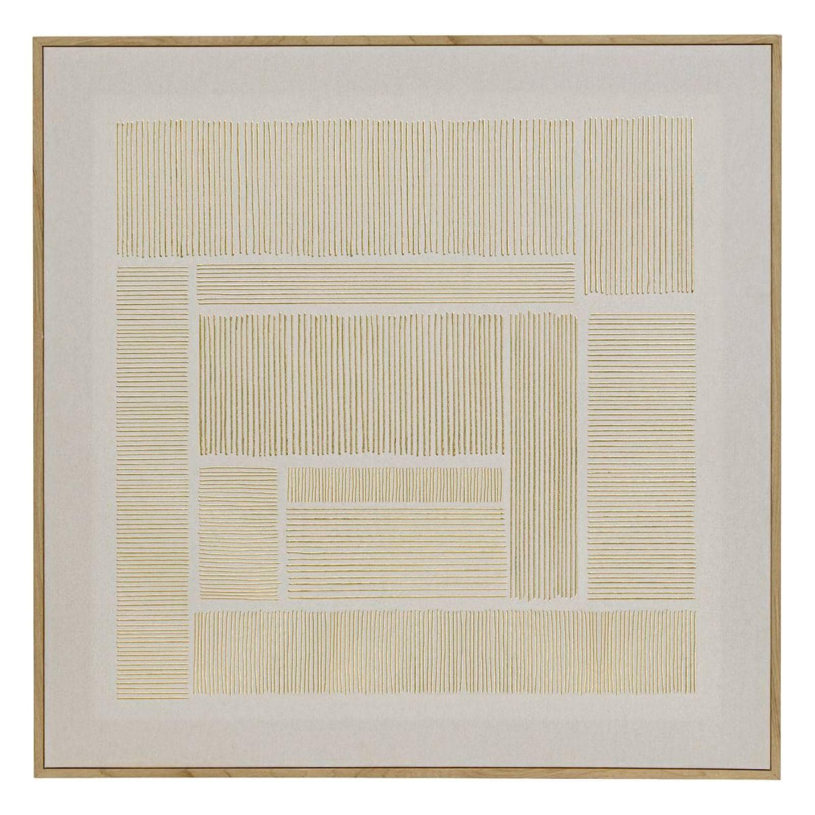 Decorazione da parete 58x58h cm tela beige e oro