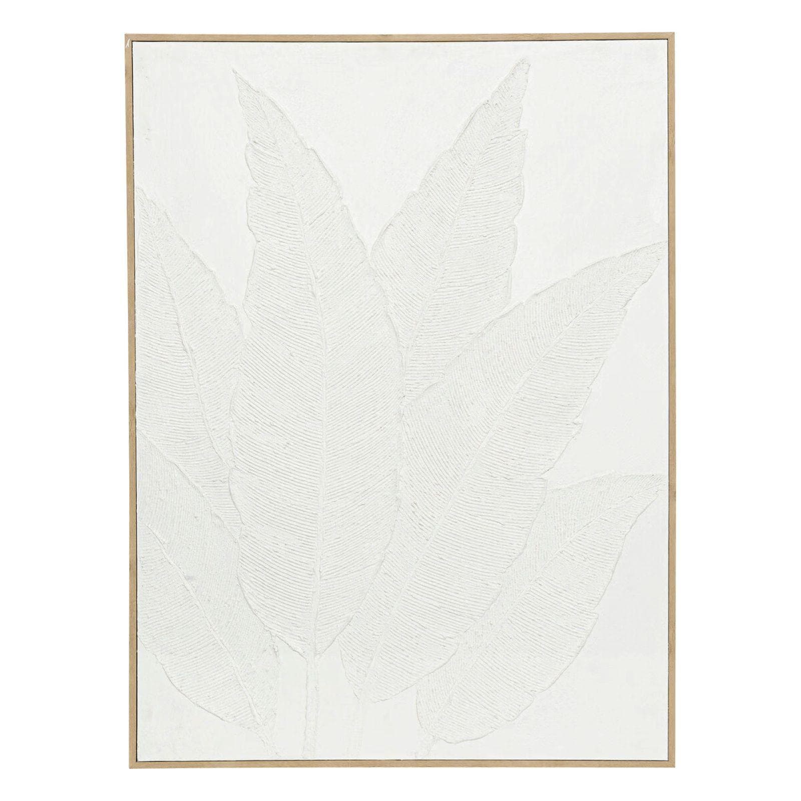 Decorazione da parete 58x78h cm dipinto ad olio bianco e cornice in legno