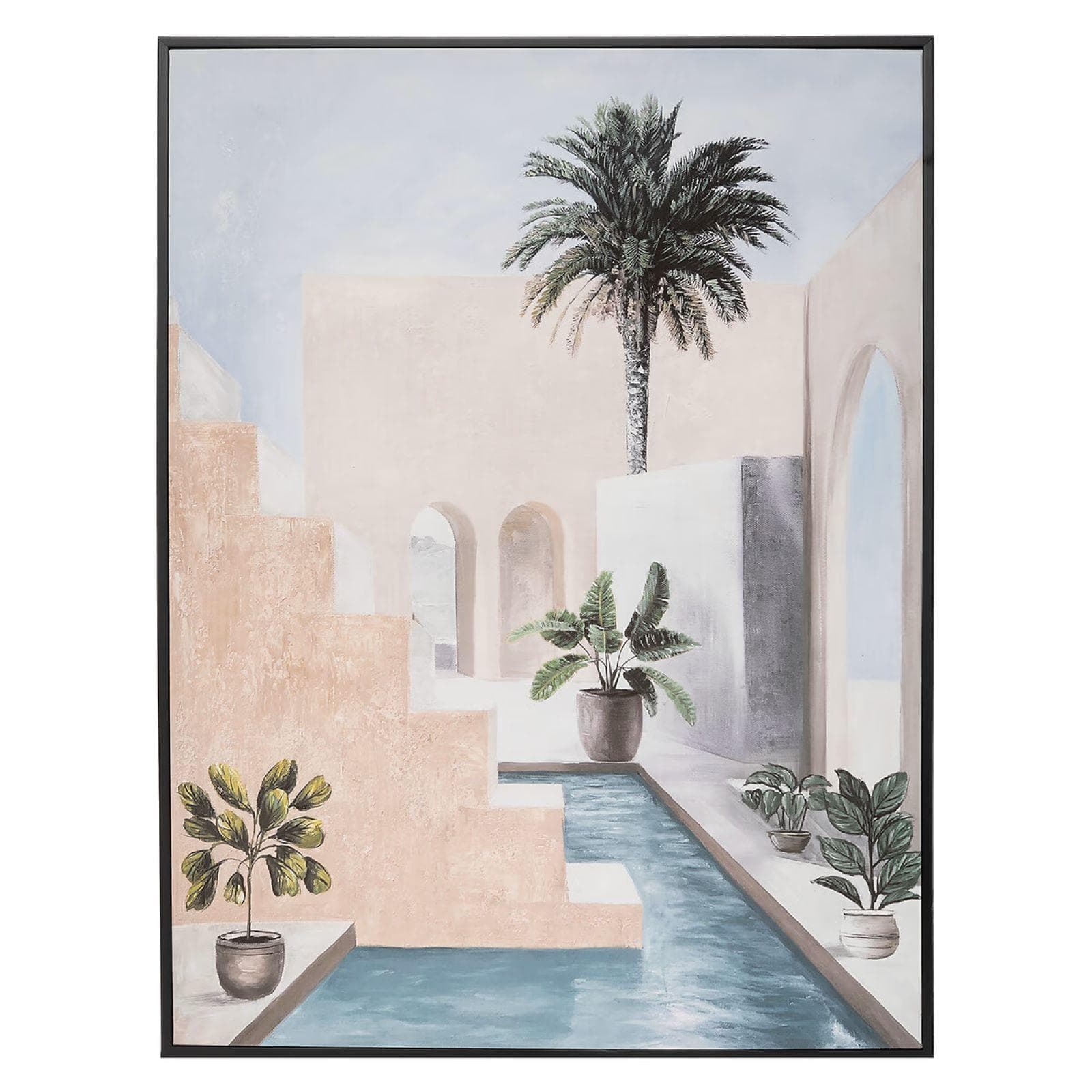 Decorazione da parete 58x78h cm in tessuto multicolore con cornice nero