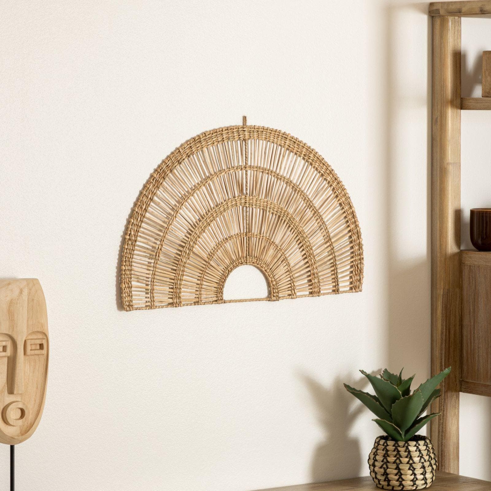 Decorazione da parete 61x36 cm intrecciata in rattan naturale