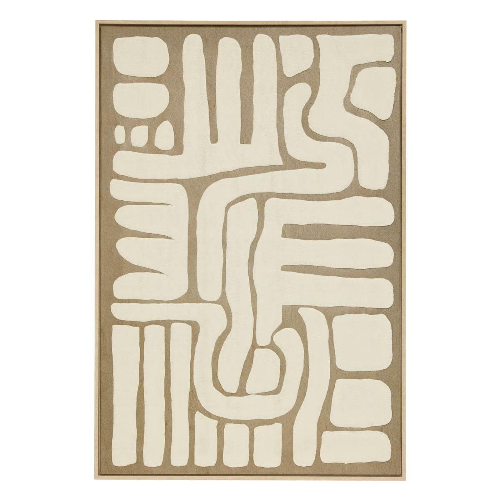 Decorazione da parete 60x90h cm in tela beige ed effetto legno naturale