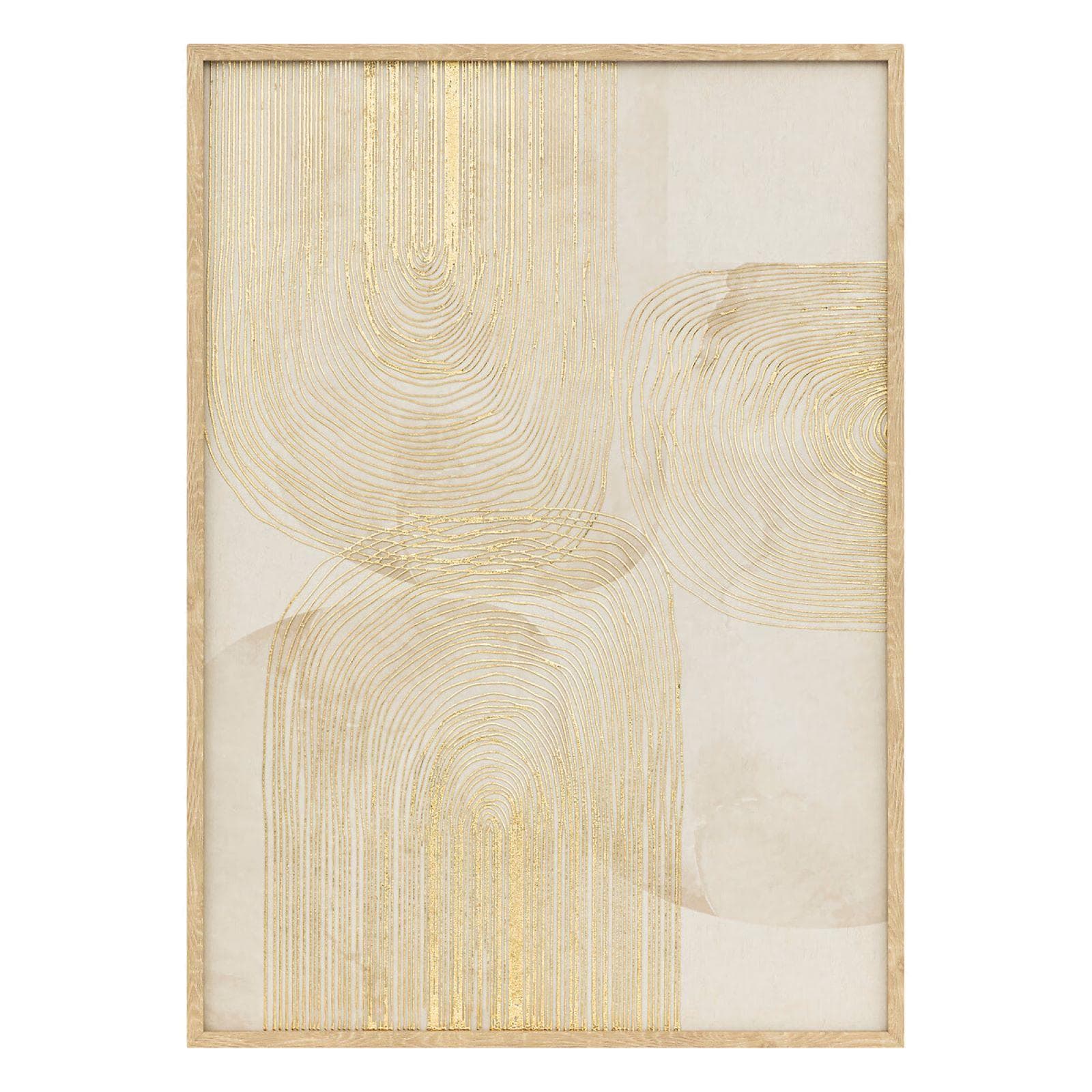 Decorazione da parete 70h cm motivo astratto oro e cornice in legno