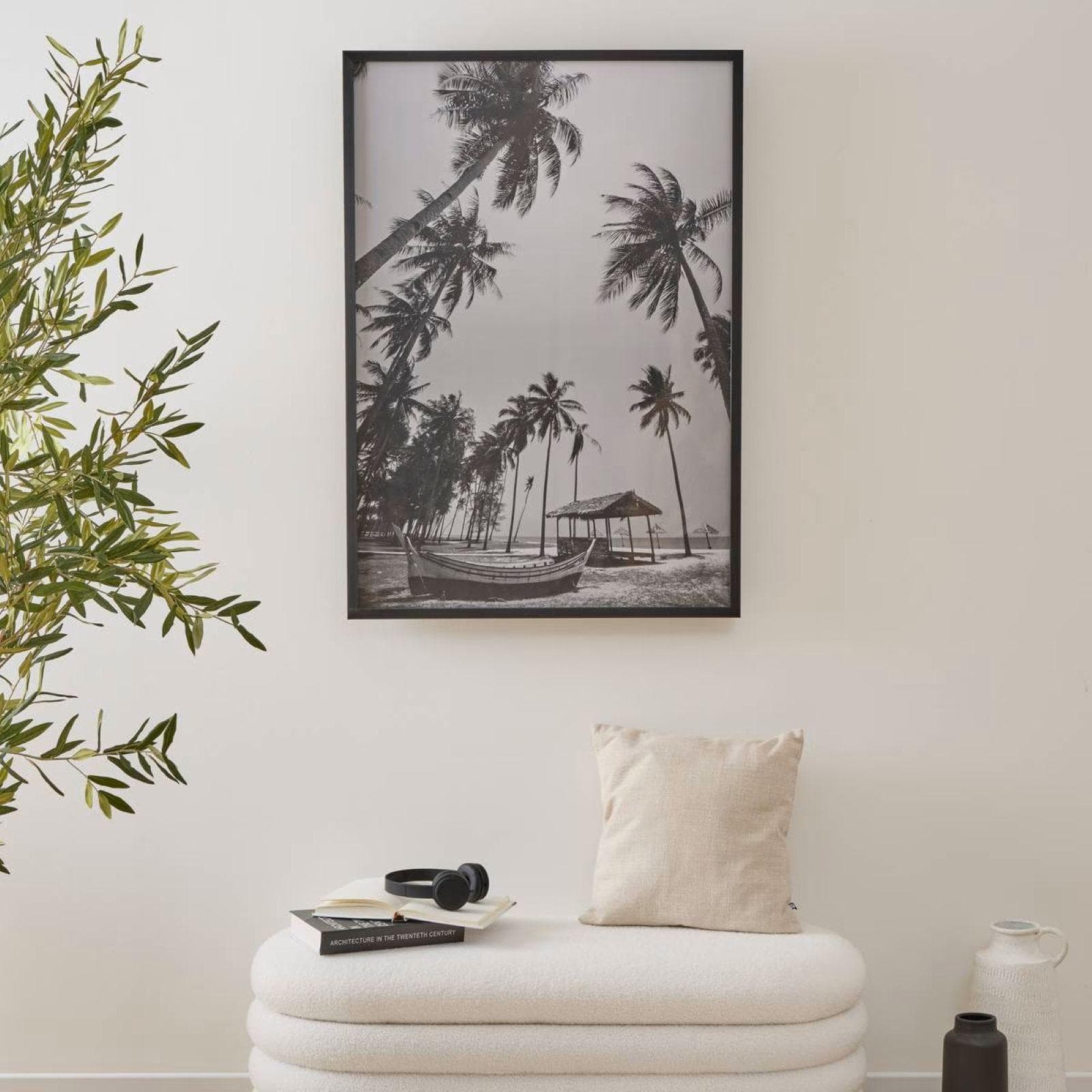 Decorazione da parete 70x100h cm palme bianco e nero