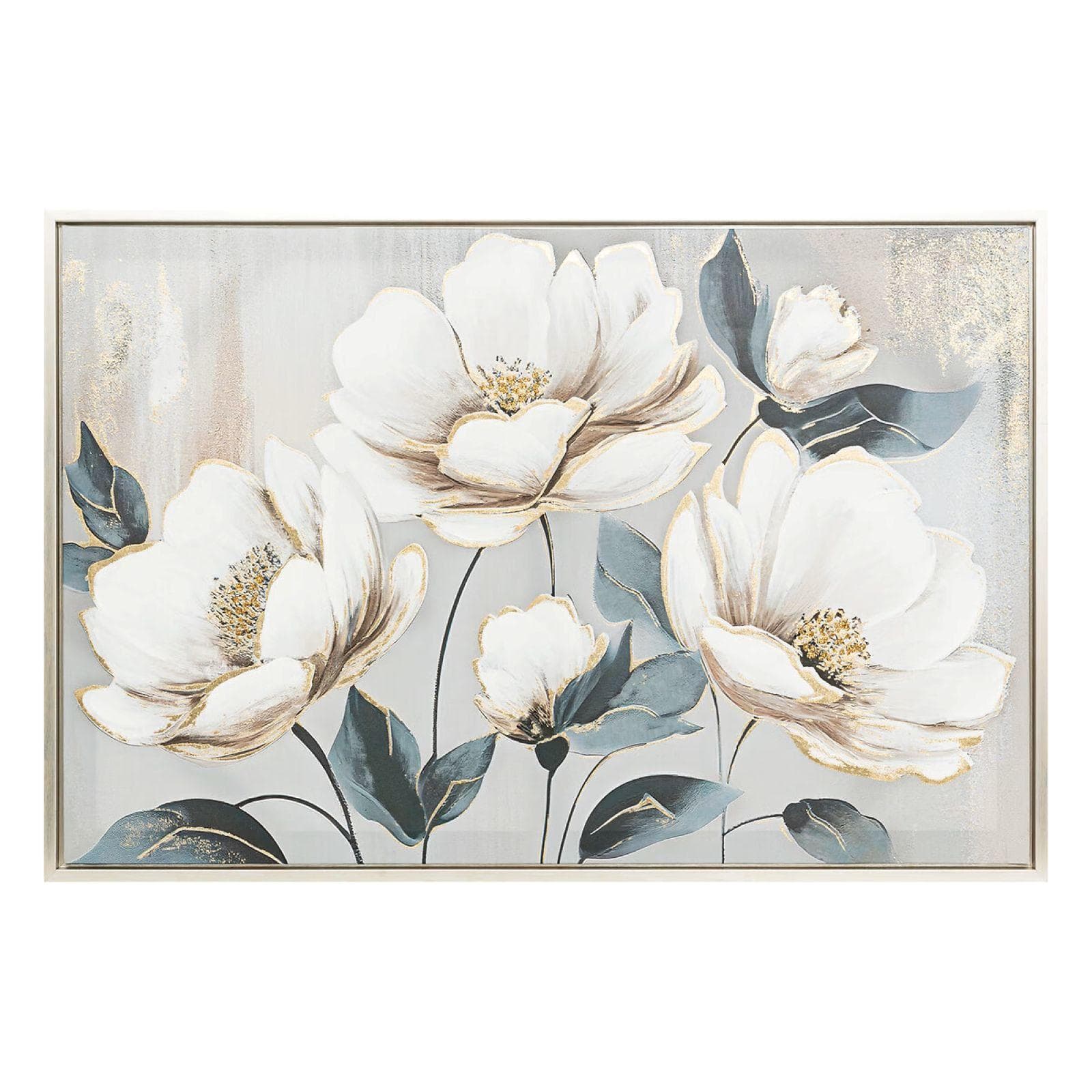 Decorazione da parete 90x60h cm tela dipinta multicolore cornice cromo