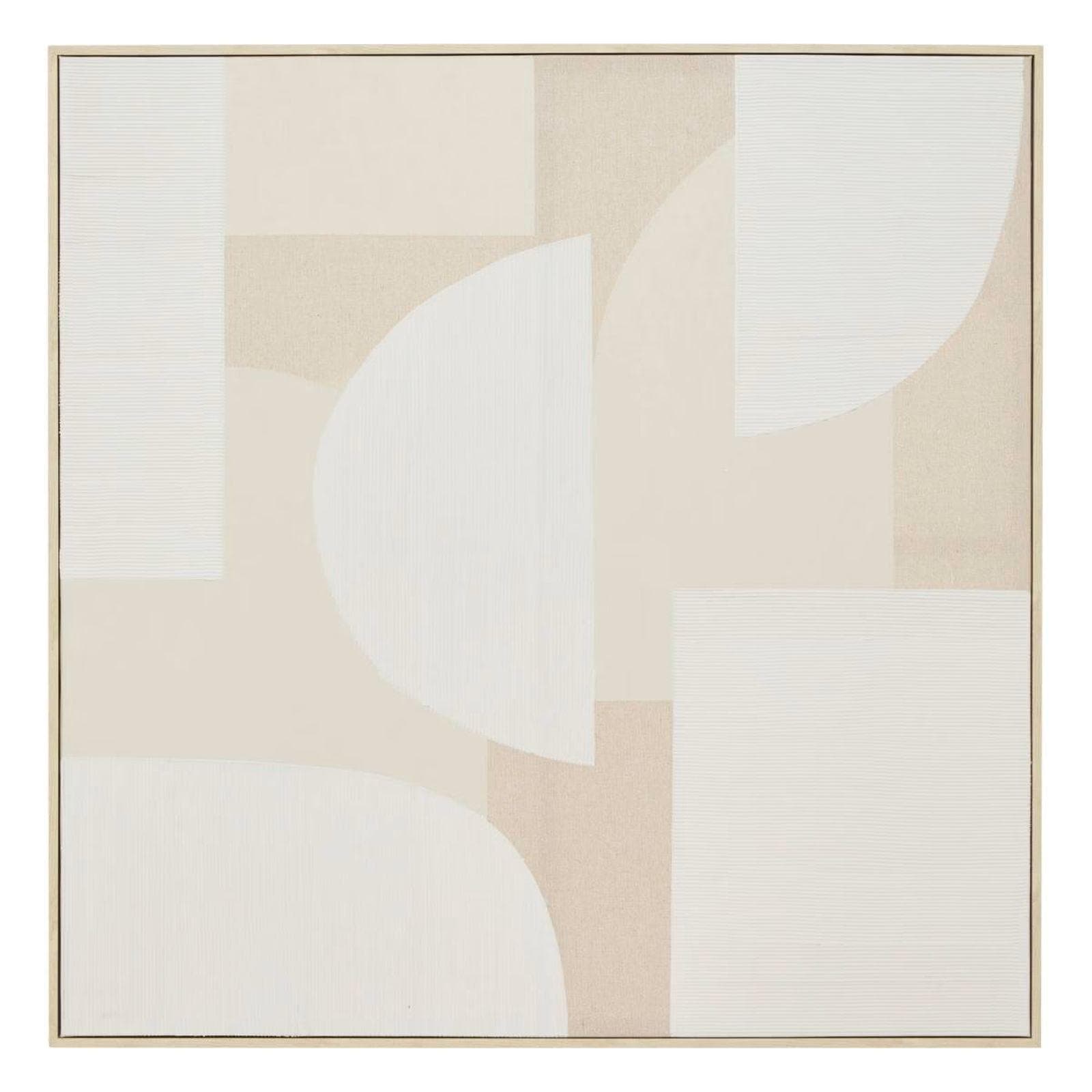 Decorazione da parete 90x90 cm in beige e cornice in legno