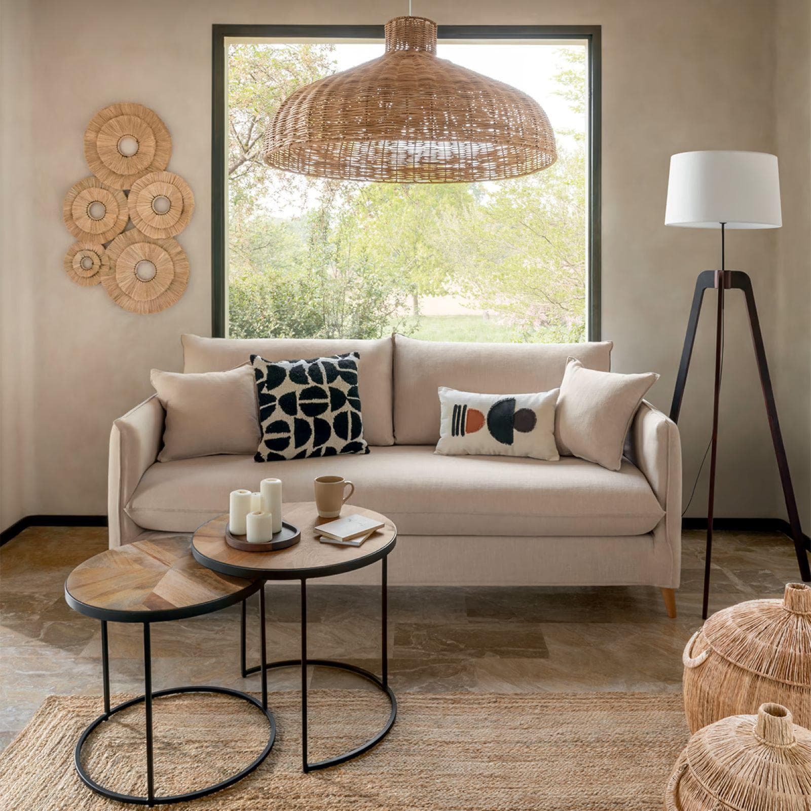 Decorazione da parete 91x64h cm reversibile in rafia naturale
