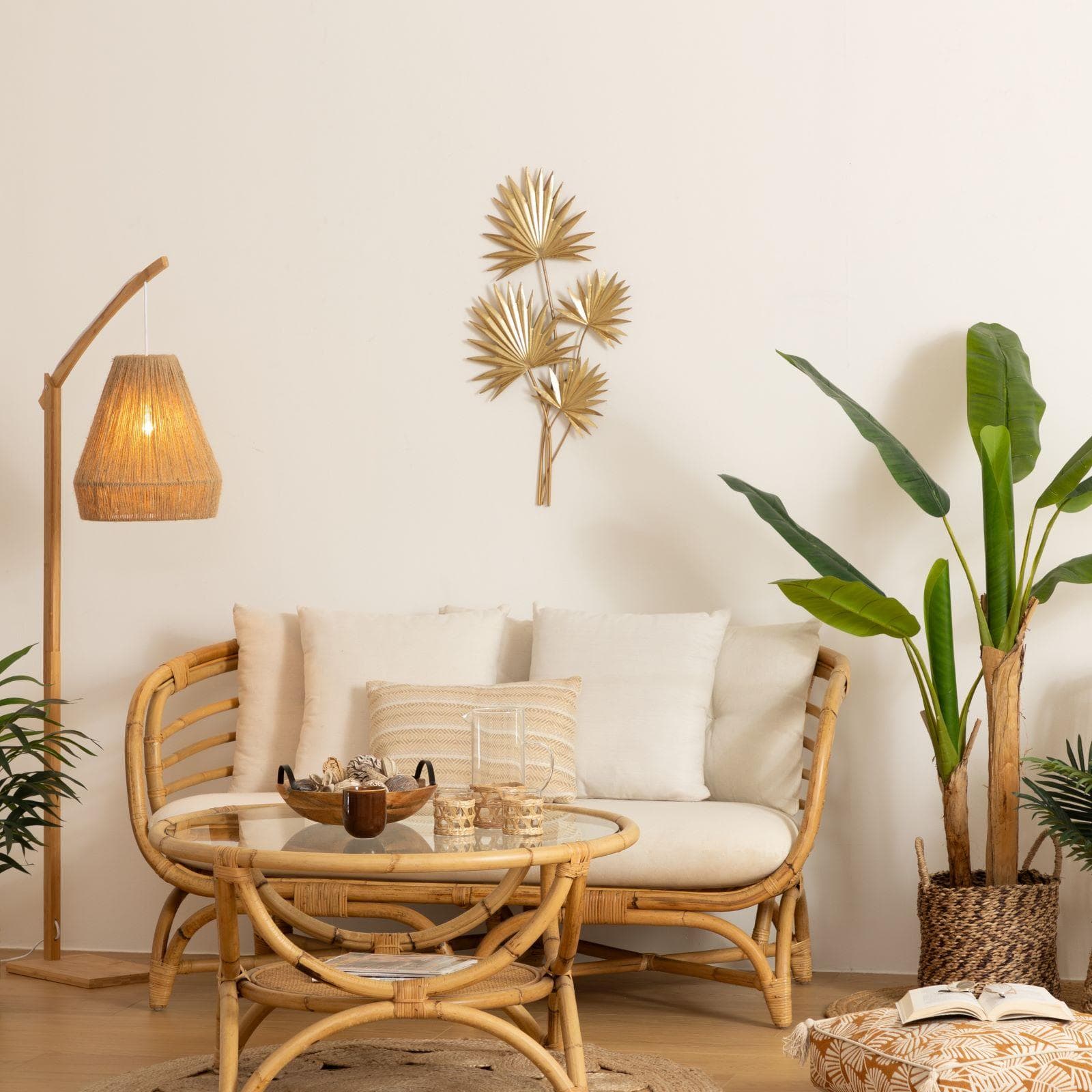 Decorazione da parete 73h cm in metallo oro fantasia foglie