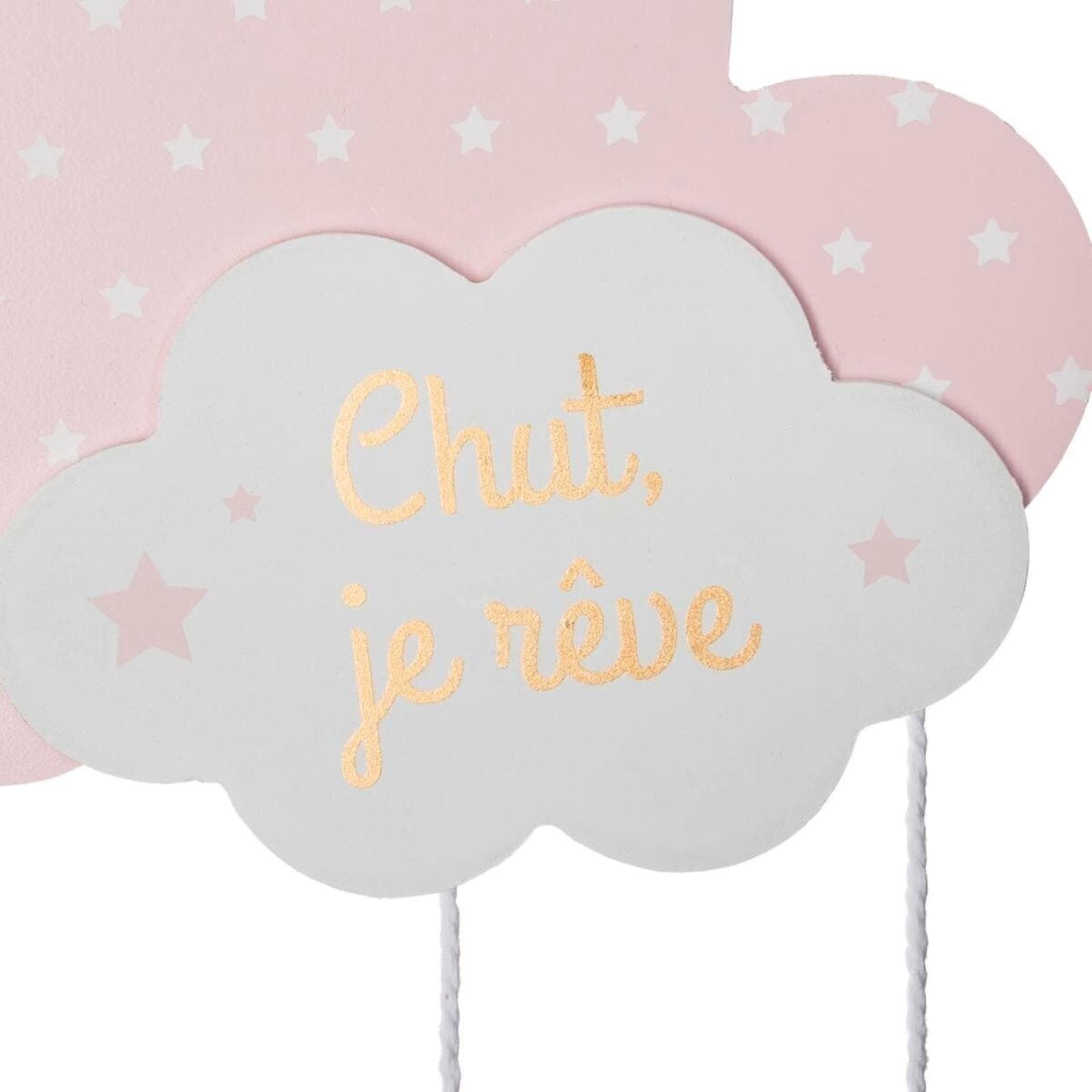 Decorazione sospesa 62h cm in legno a forma di nuvola rosa e oro - Kids