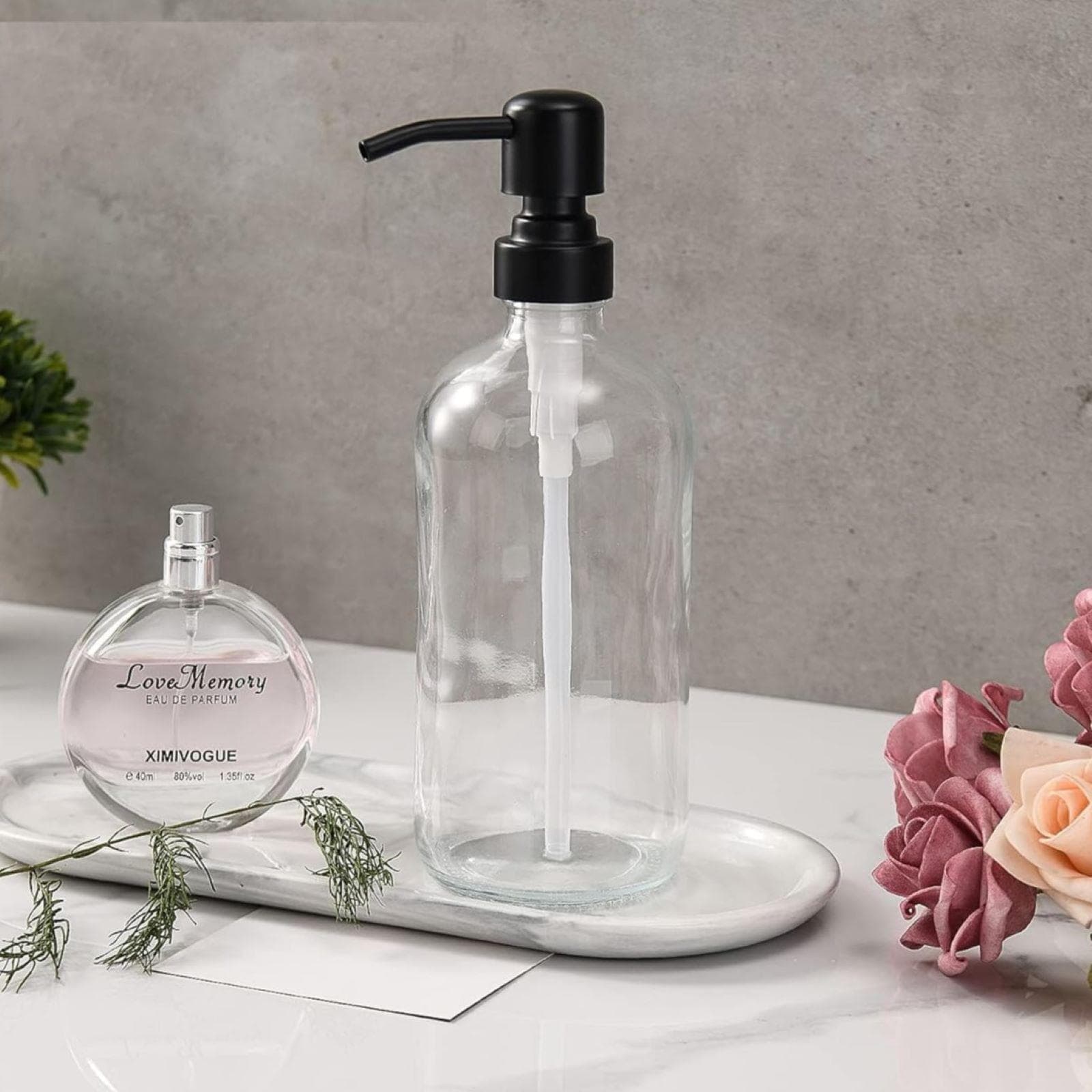 Dispenser dosatore per sapone 450 ml in vetro trasparente - Semply