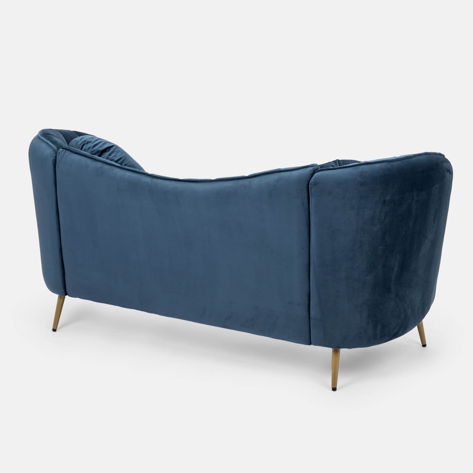 Divano 2 posti in velluto blu scuro con gambe champagne - Reef