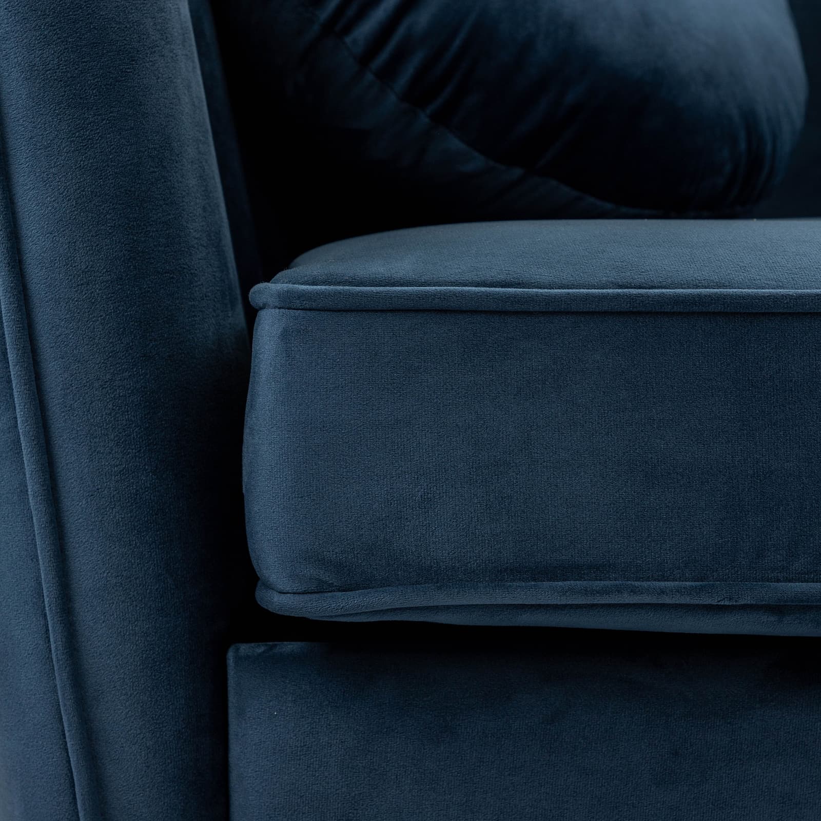 Divano 2 posti in velluto blu scuro con gambe champagne - Reef
