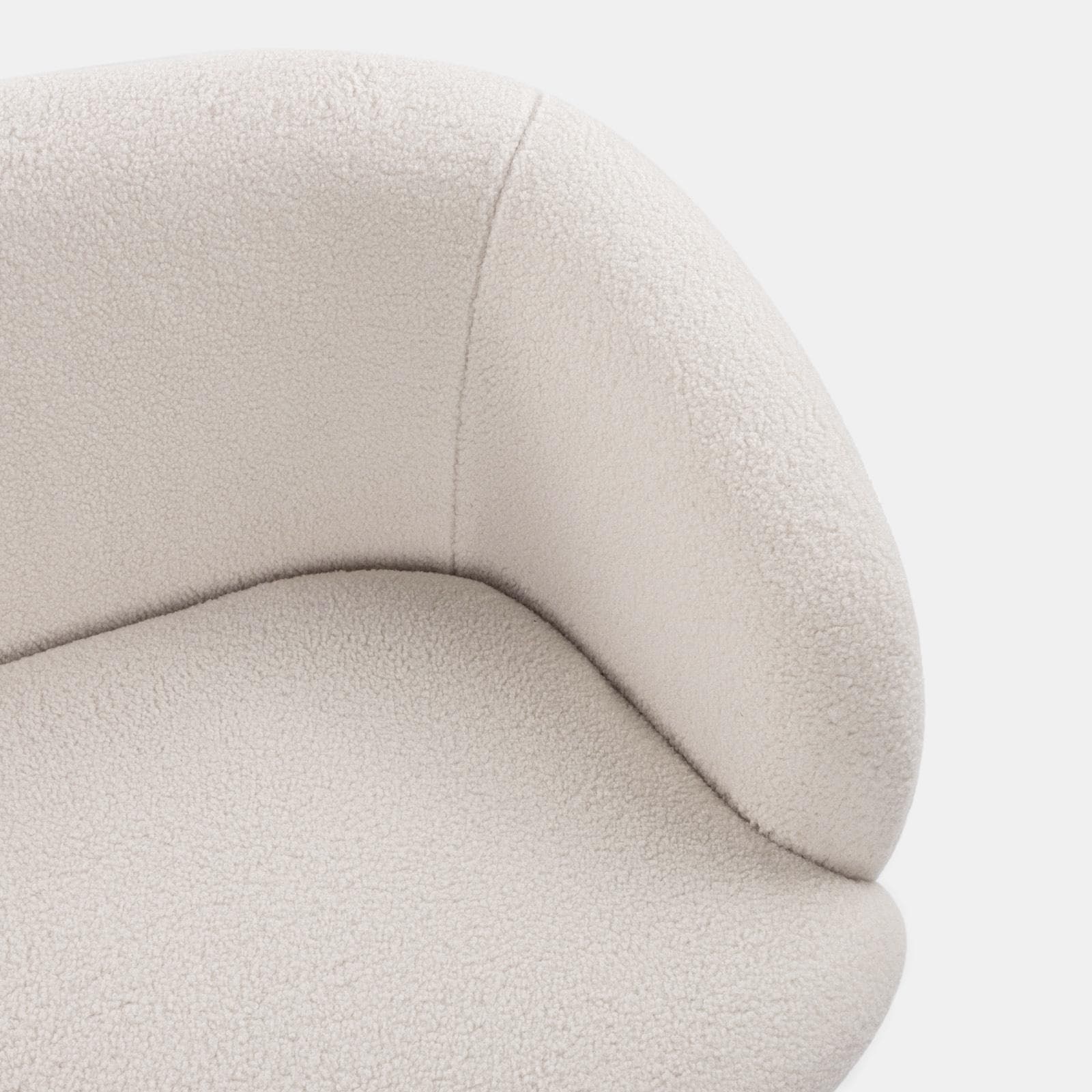 Divano 2 posti in tessuto teddy bianco con gambe nere - Nives