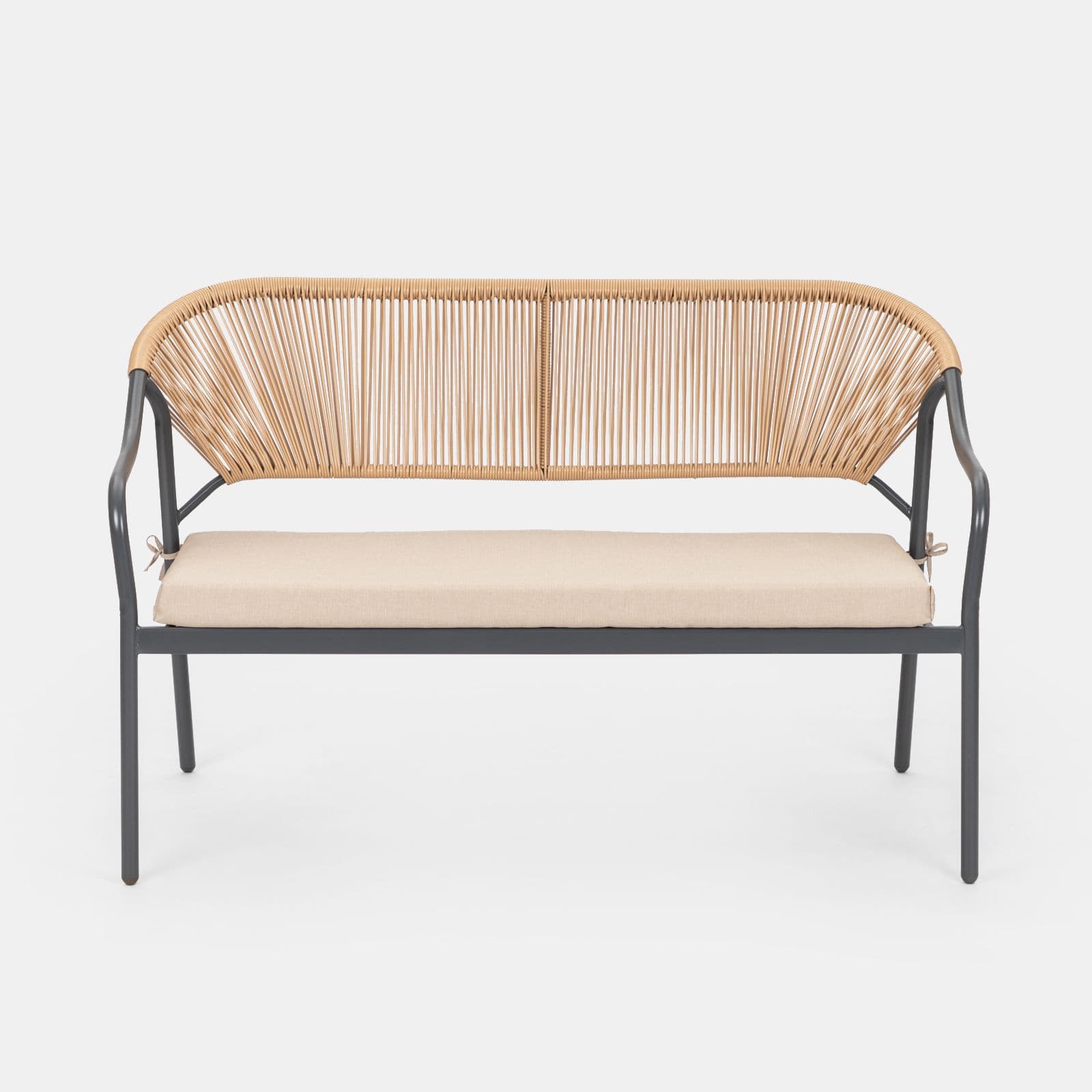 Divano da giardino 124x78h cm in acciaio antracite con cuscino beige - Evans