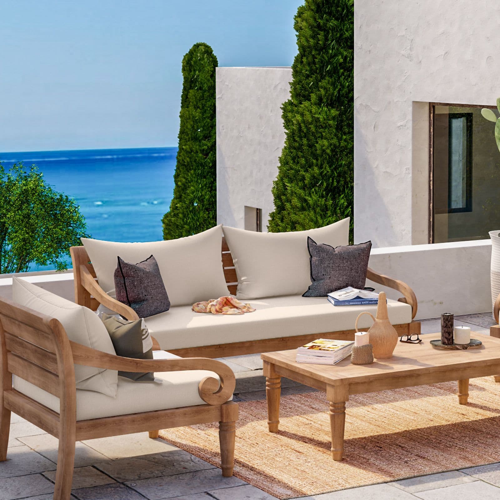 Divano in legno teak con cuscini - Belem