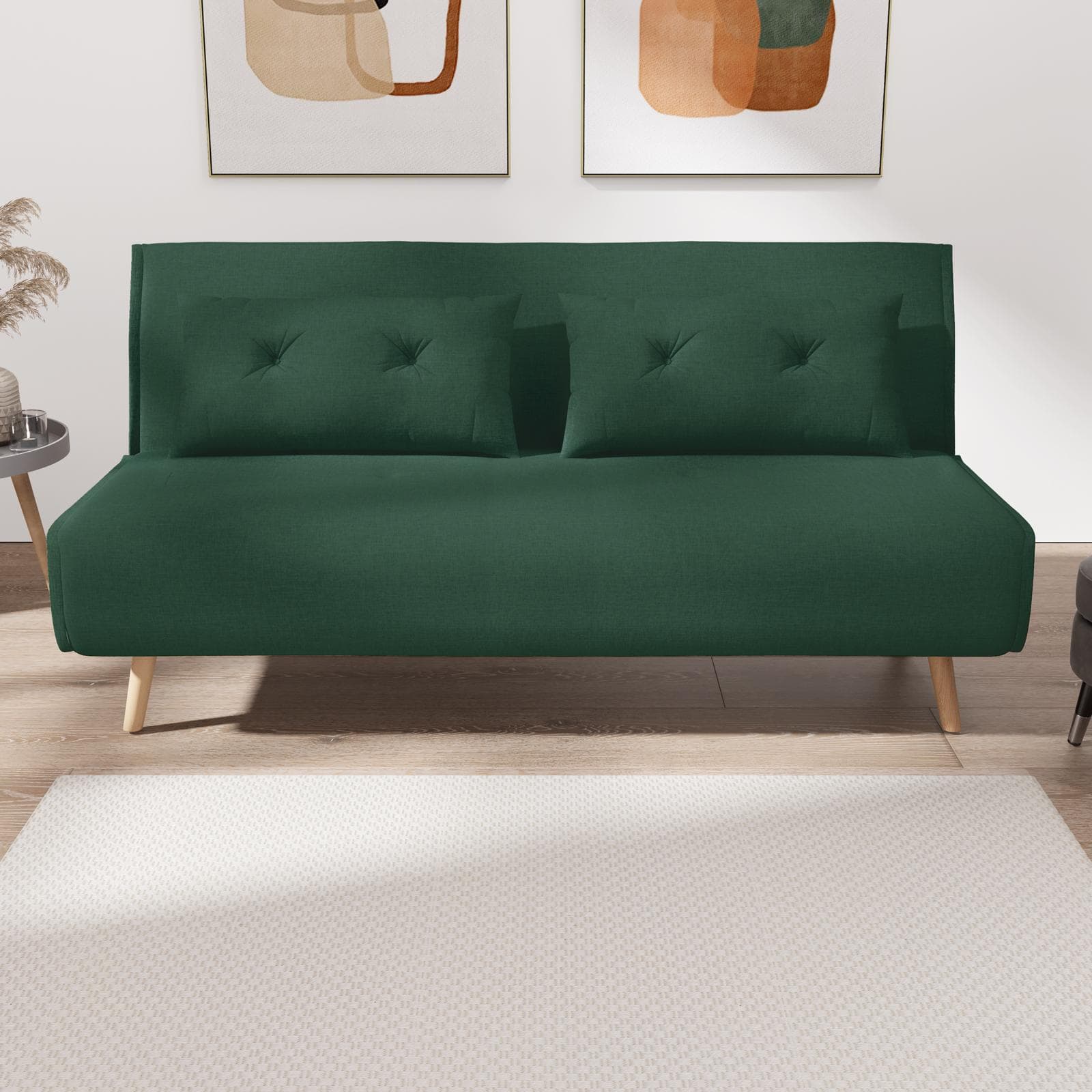 Divano letto 2 posti in tessuto microfibra verde scuro con schienale regolabile in 6 posizioni - Terat