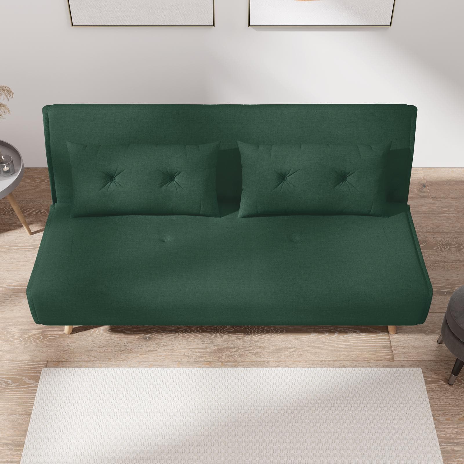 Divano letto 2 posti in tessuto microfibra verde scuro con schienale regolabile in 6 posizioni - Terat