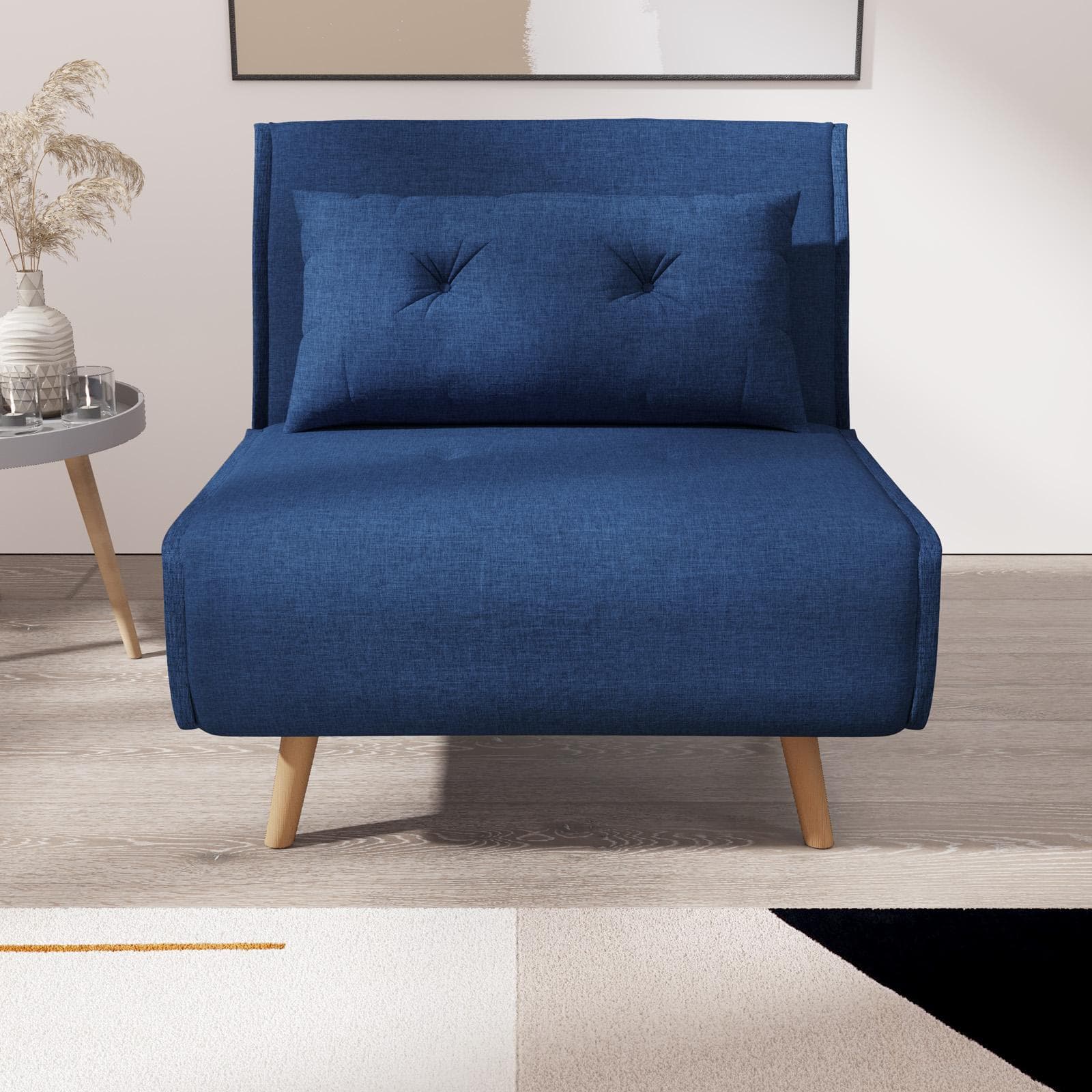 Divano letto in tessuto blu con schienale regolabile in 6 posizioni - Terat